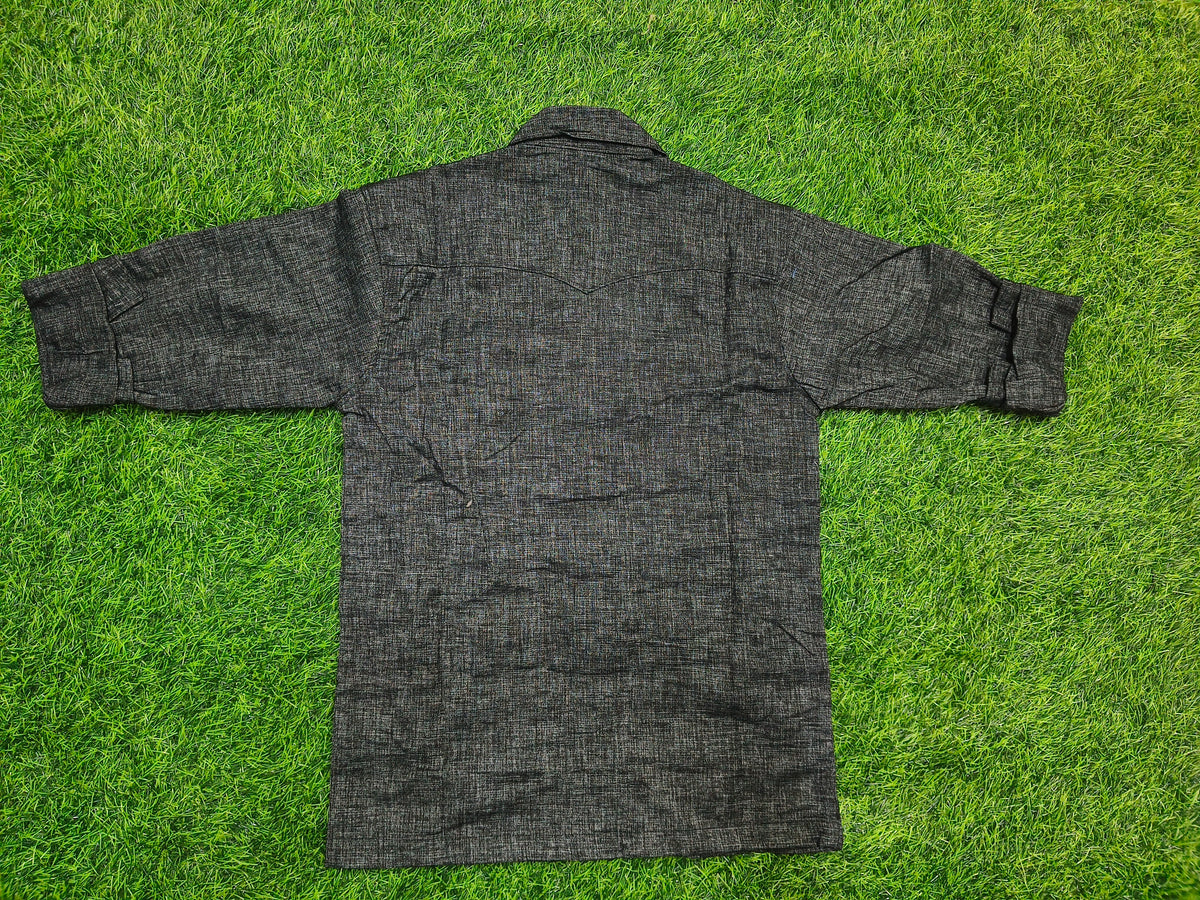 Boys Dark Grey Textured Casual Shirt