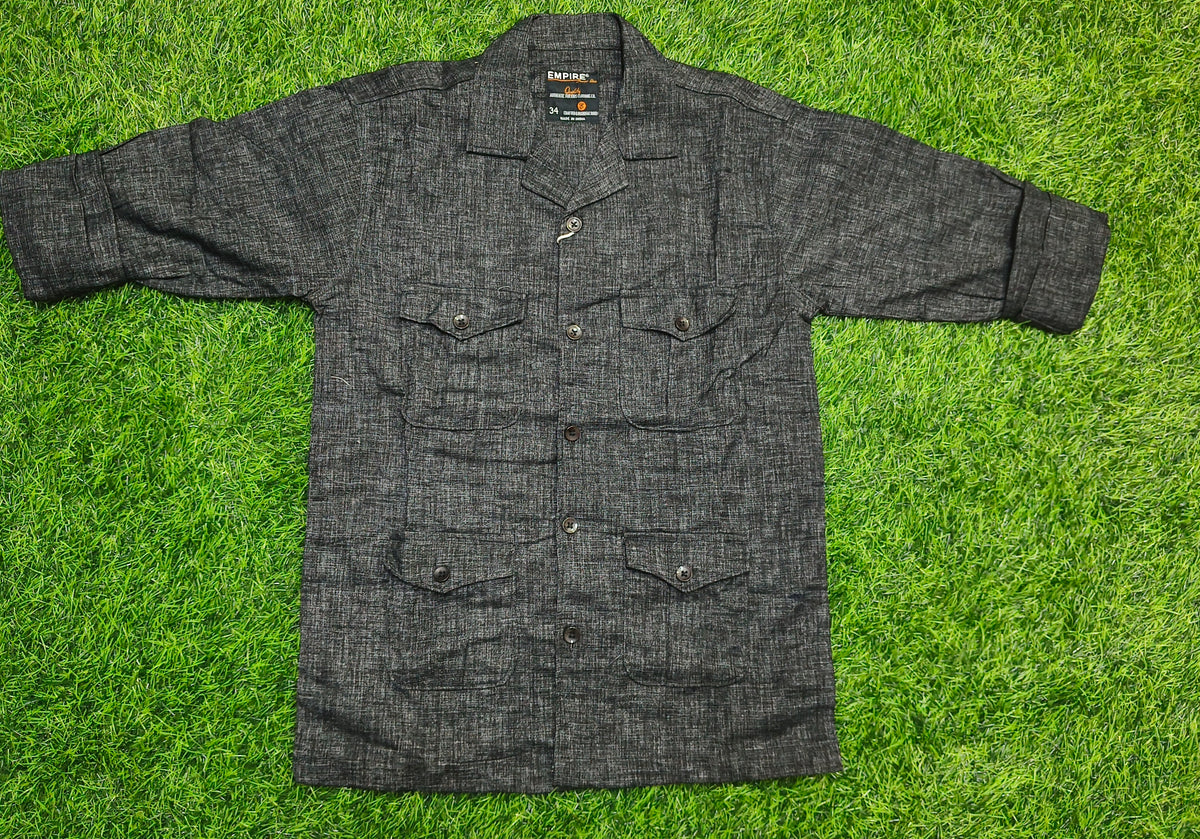 Boys Dark Grey Textured Casual Shirt