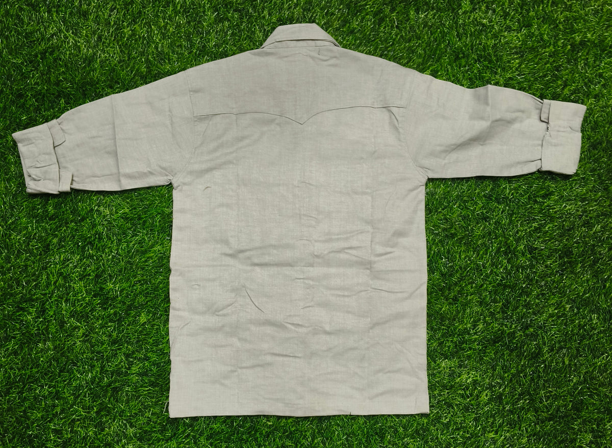 Boys Light Grey 4-Pocket Full Sleeve Casual Shirt