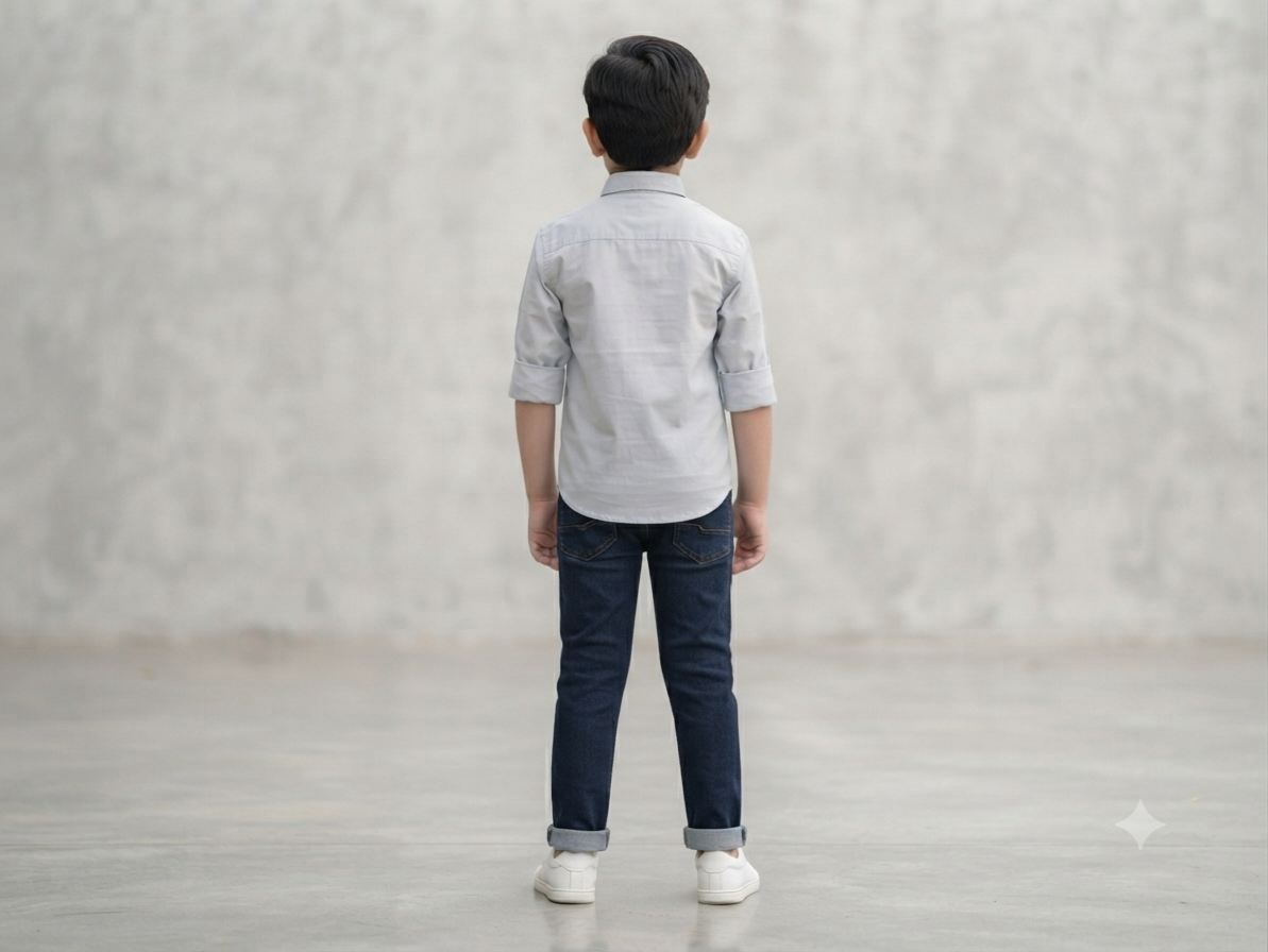 Boys Light Grey Embellished Casual Shirt