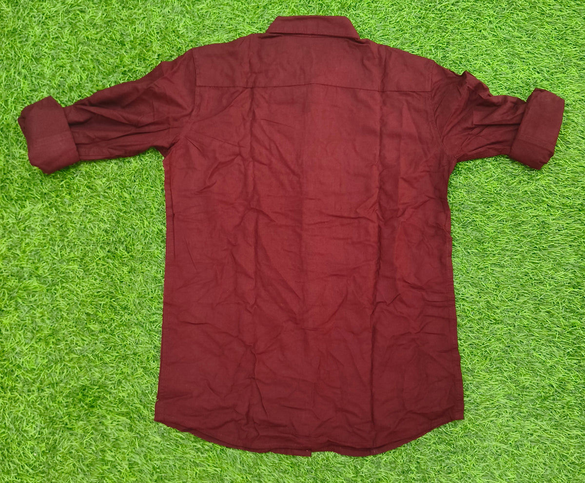 Boys Maroon color Solid Casual Shirt