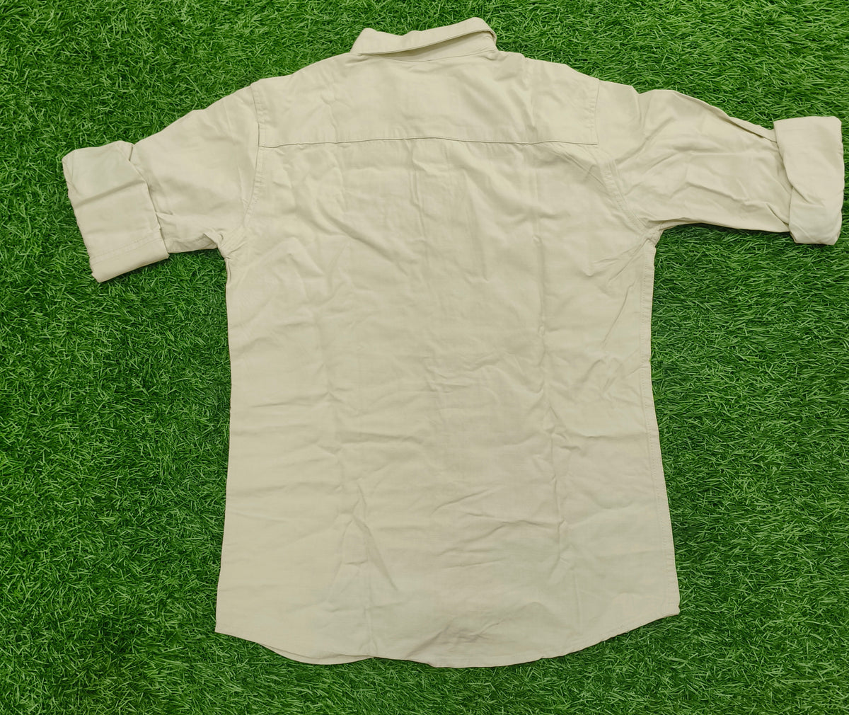 Boys Light Beige Solid Casual Shirt