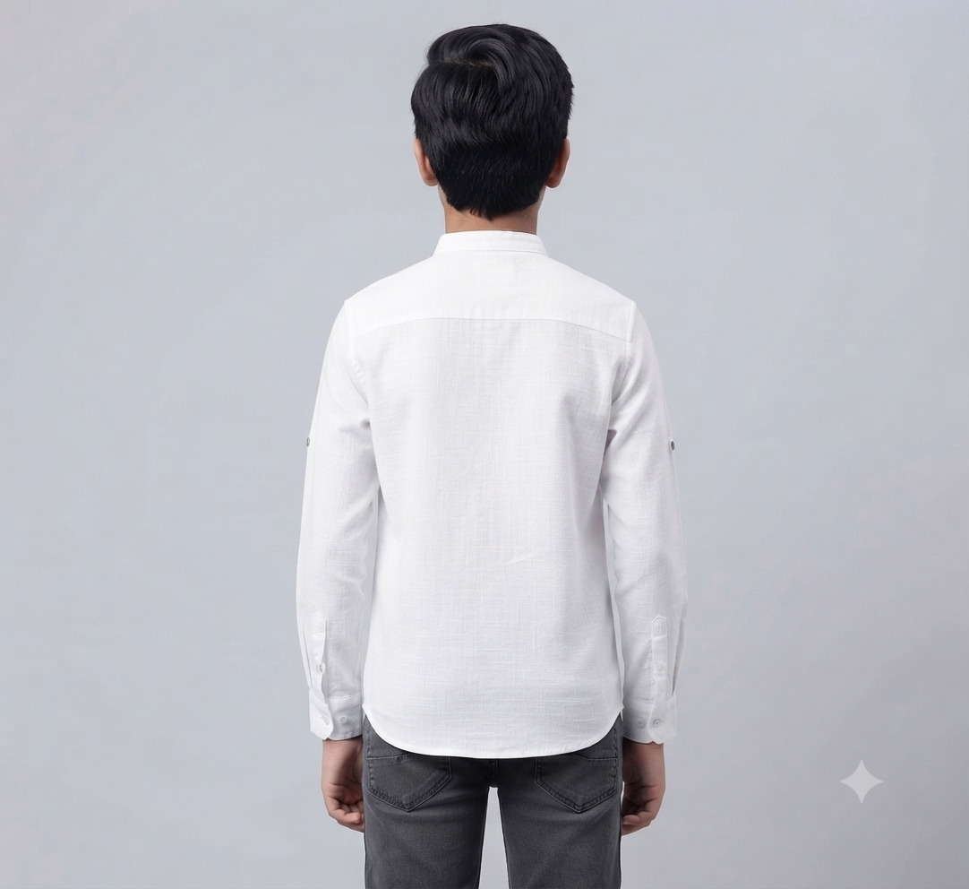 Boys White Solid Casual Short Kurta