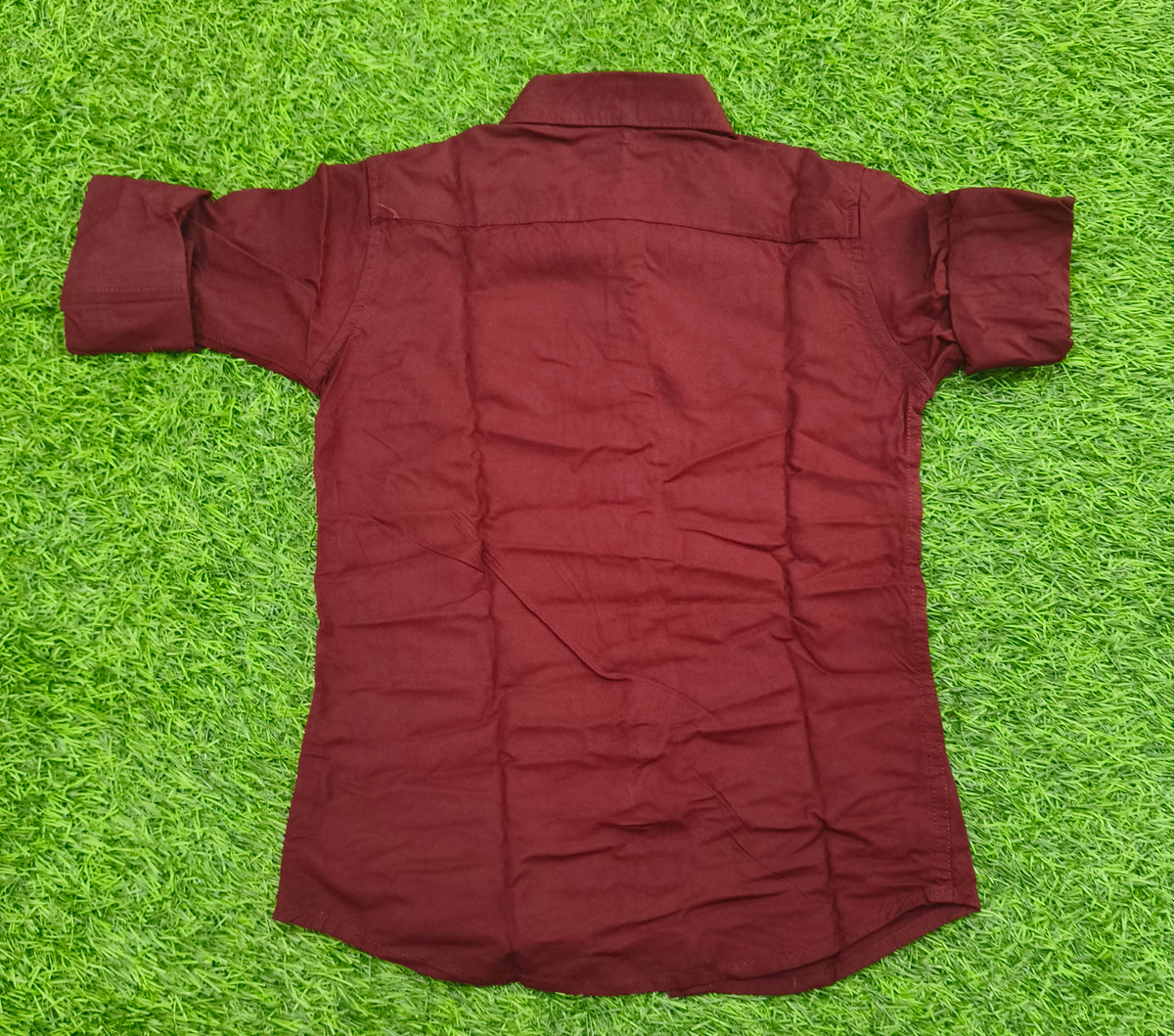 Boys Maroon Solid Casual Shirt