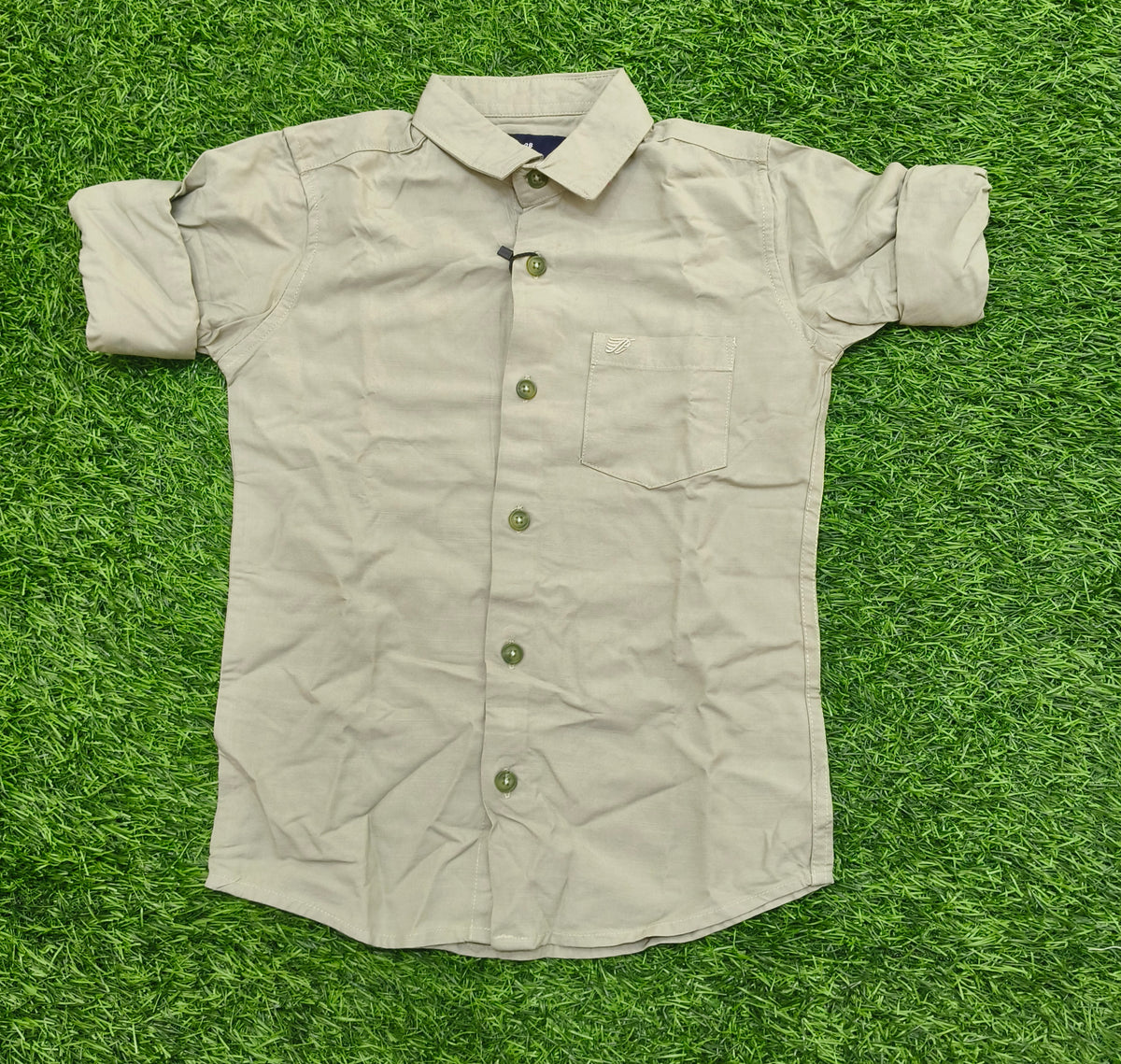 Boys Light Sage Green Solid Casual Shirt