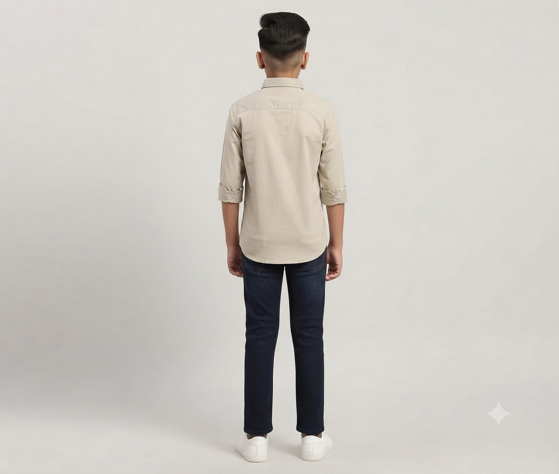 Boys Light Sage Green Solid Casual Shirt
