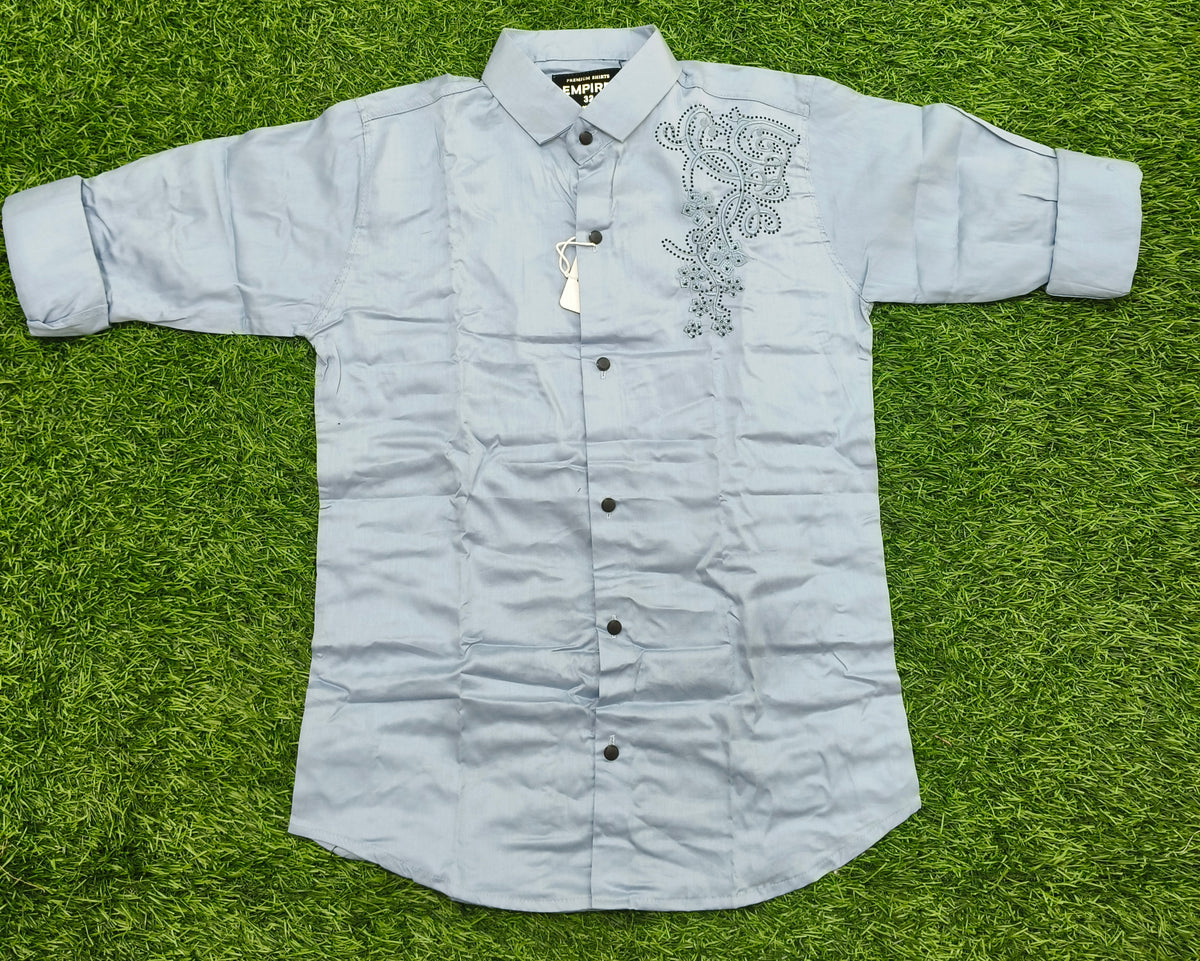 Boys Light Blue Embellished Casual Shirt