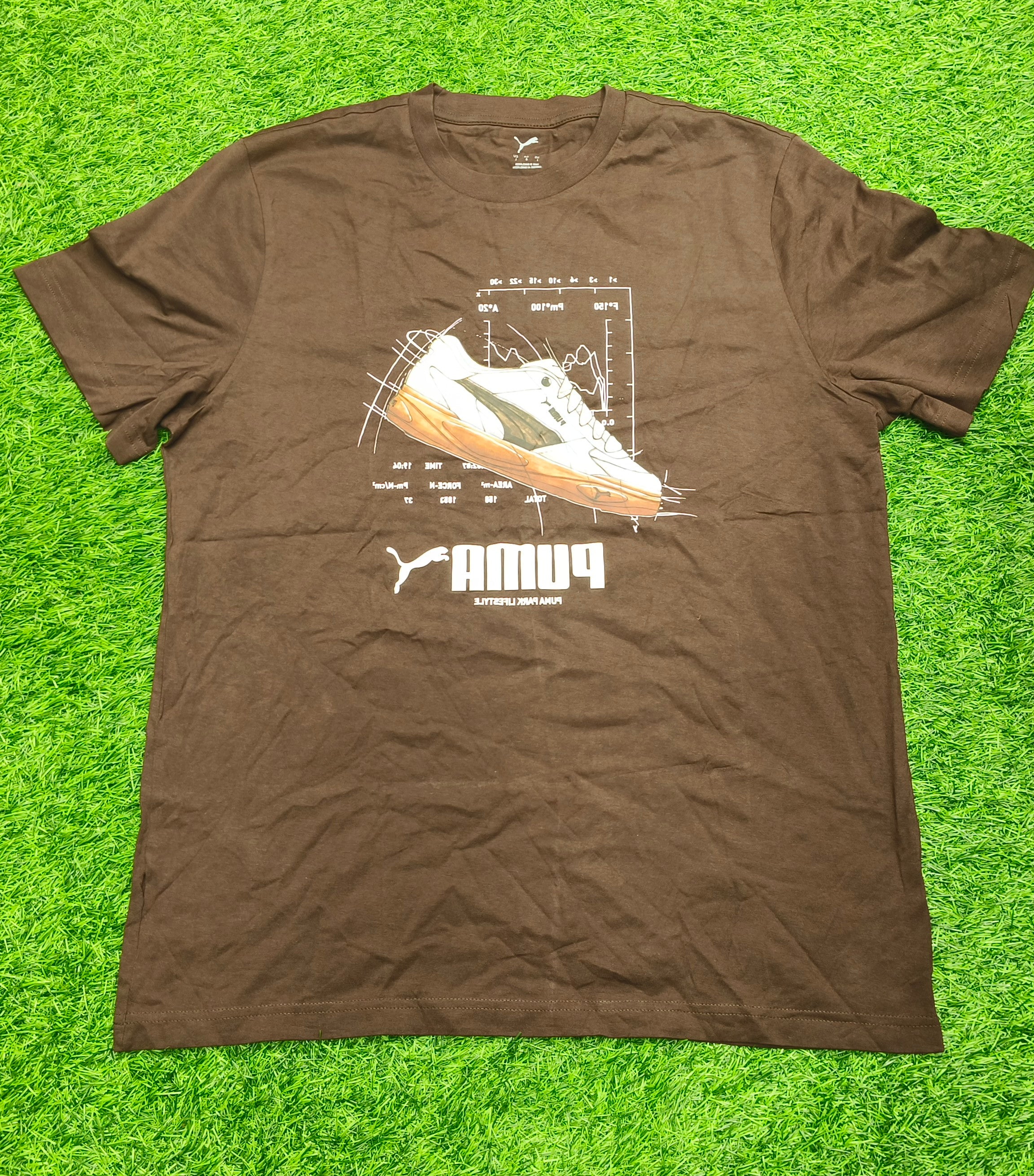 PUMA Men’s Light Olive Green Logo Graphic Printed Round Neck T-Shirt