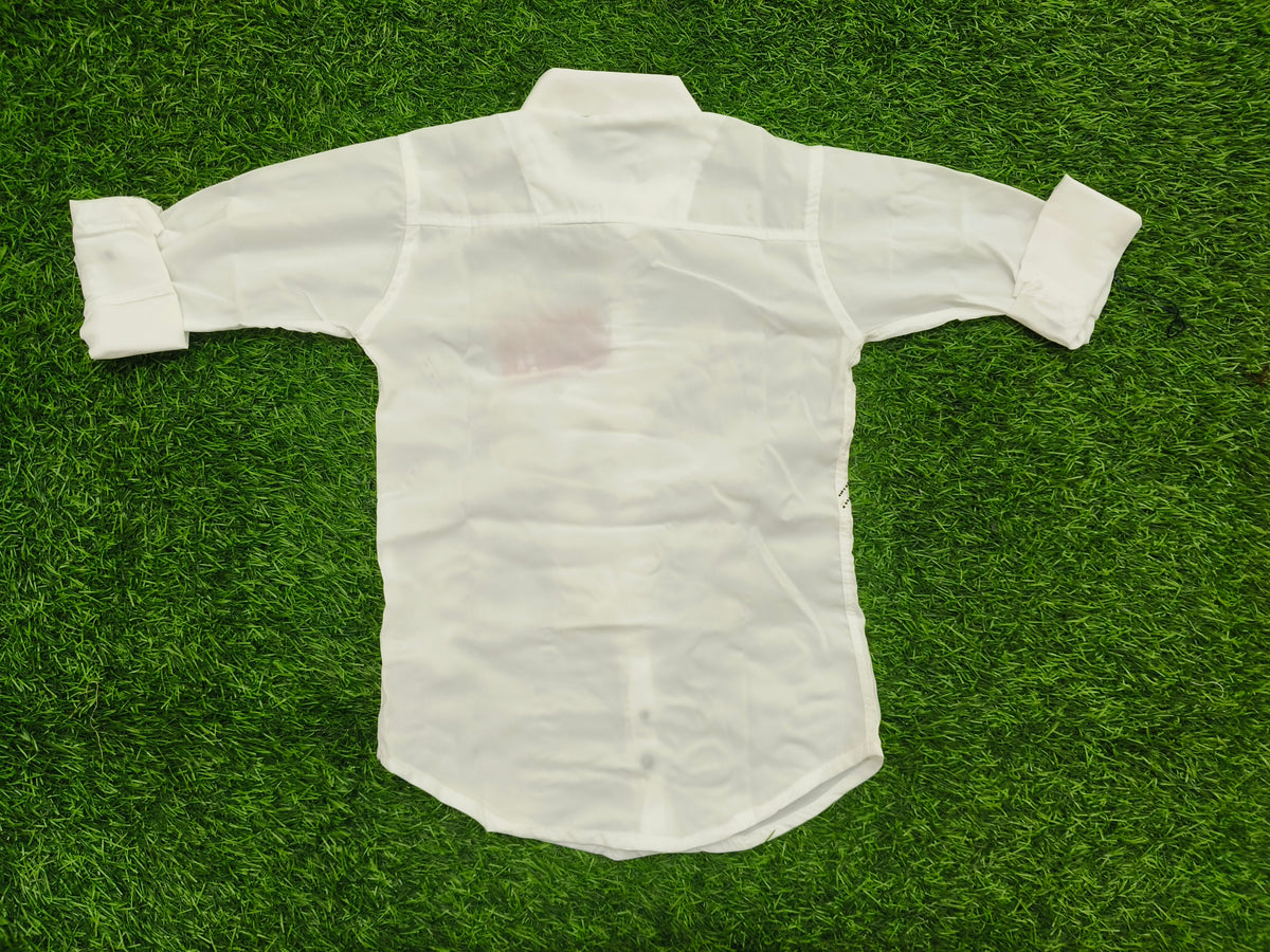 Boys White Embellished Casual Shirt
