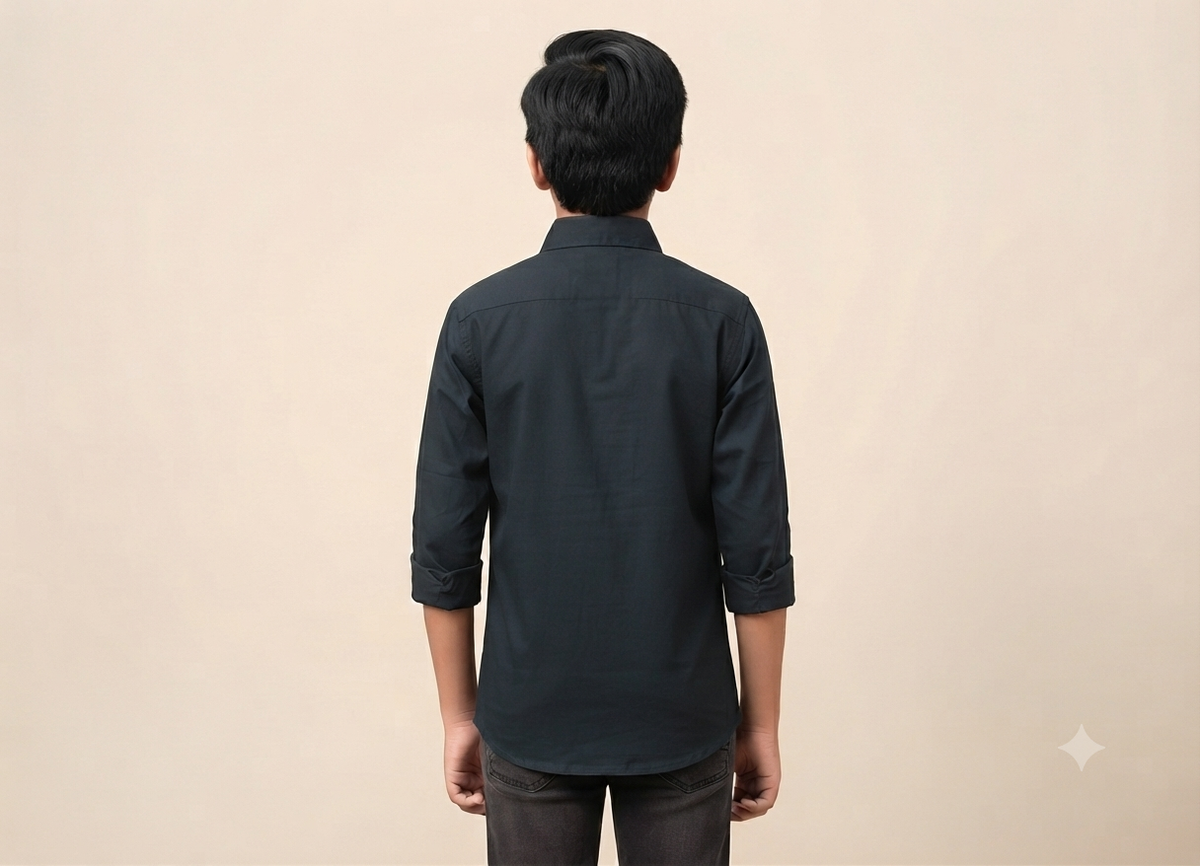 Boys Dark Green Embellished Casual Shirt