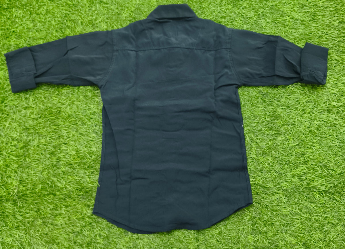 Boys Dark Green Embellished Casual Shirt