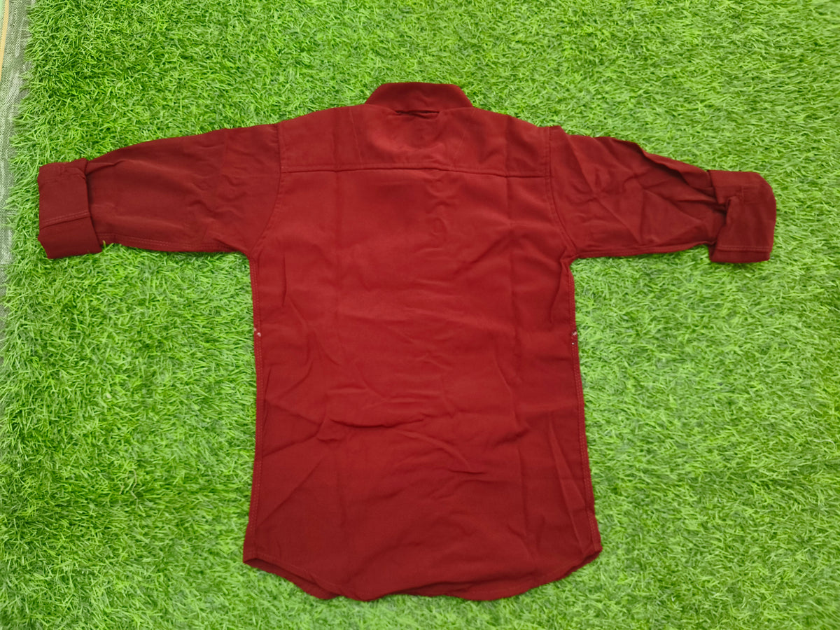Boys Maroon Embellished Casual Shirt