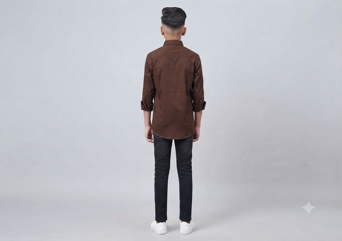 Boys Brown Embellished Casual Shirt