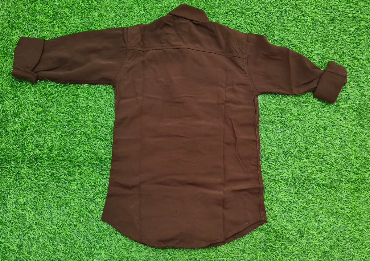 Boys Brown Embellished Casual Shirt