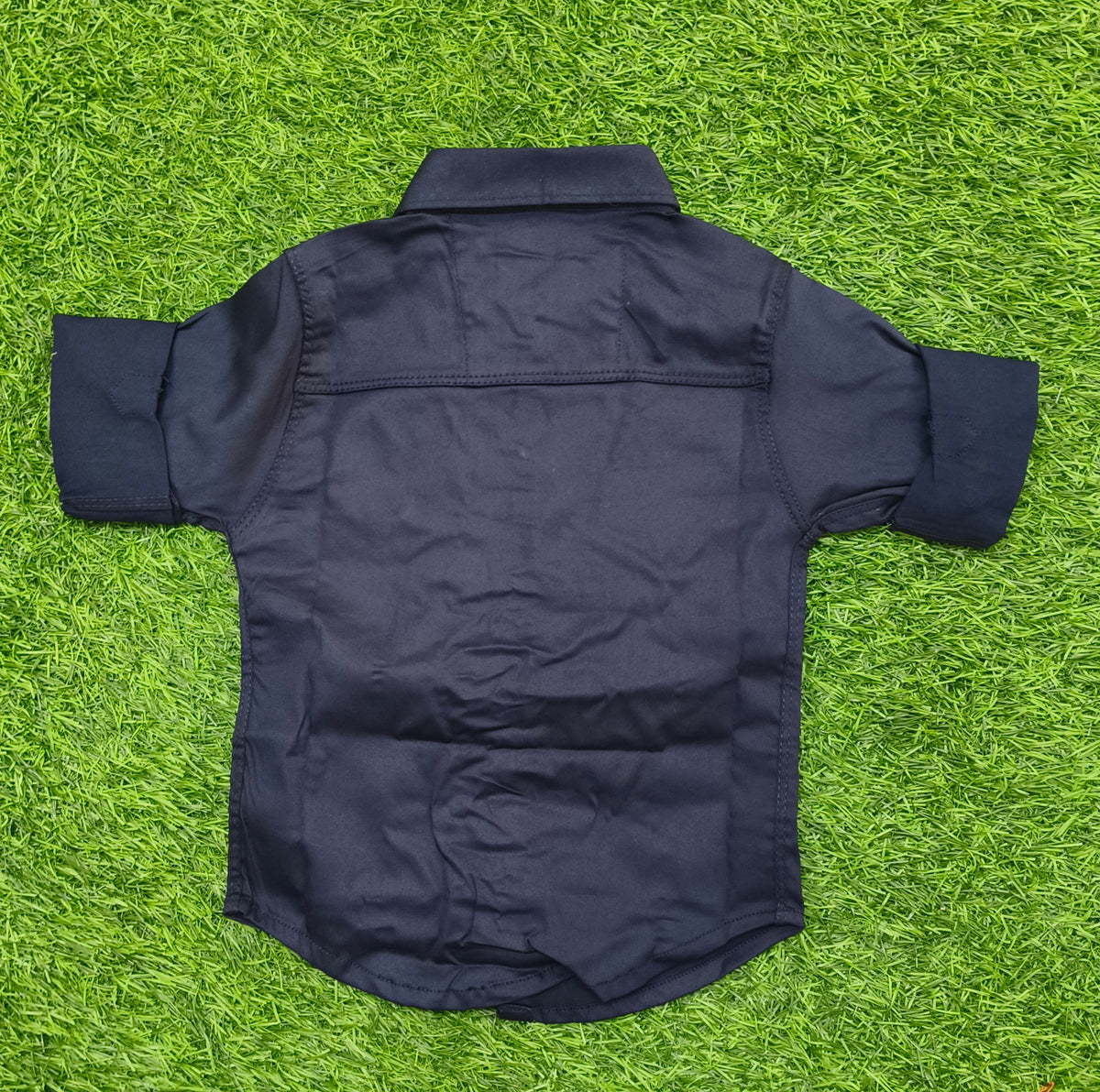 Boys Navy Blue Solid Casual Shirt