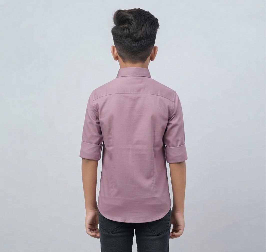 Boys Dusty Purple Solid Casual Shirt