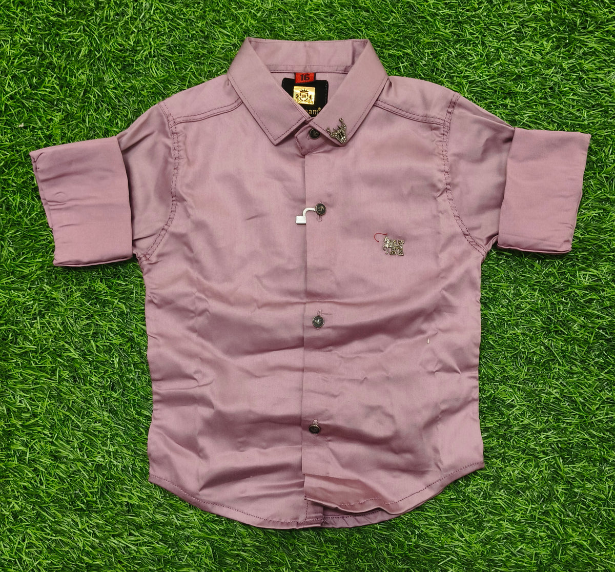 Boys Dusty Purple Solid Casual Shirt