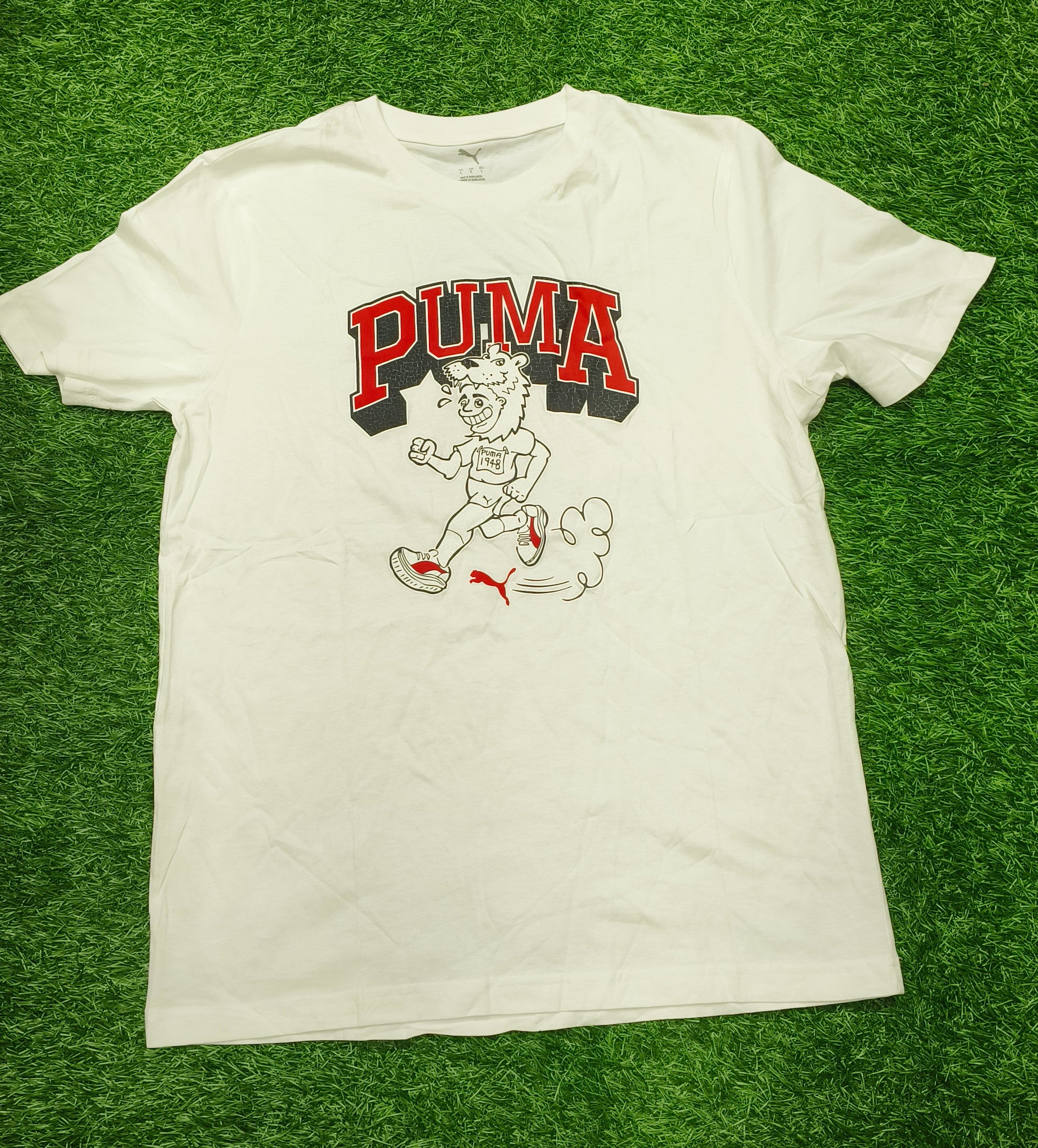 PUMA Men’s White Cartoon Graphic Printed Round Neck T-Shirt