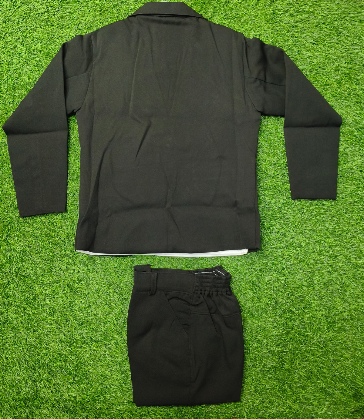 Boys Black Embroidered Blazer with White T-Shirt & Black Pant Set