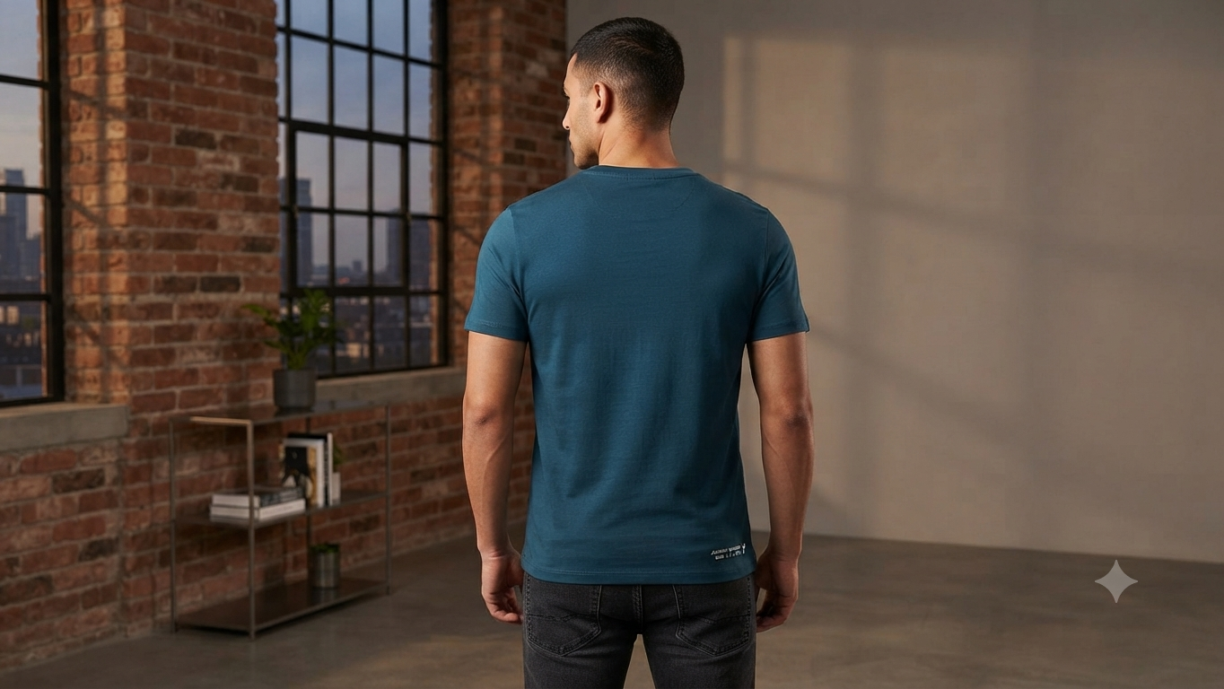 PUMA Men’s Dark Teal Green Minimal Logo Round Neck T-Shirt