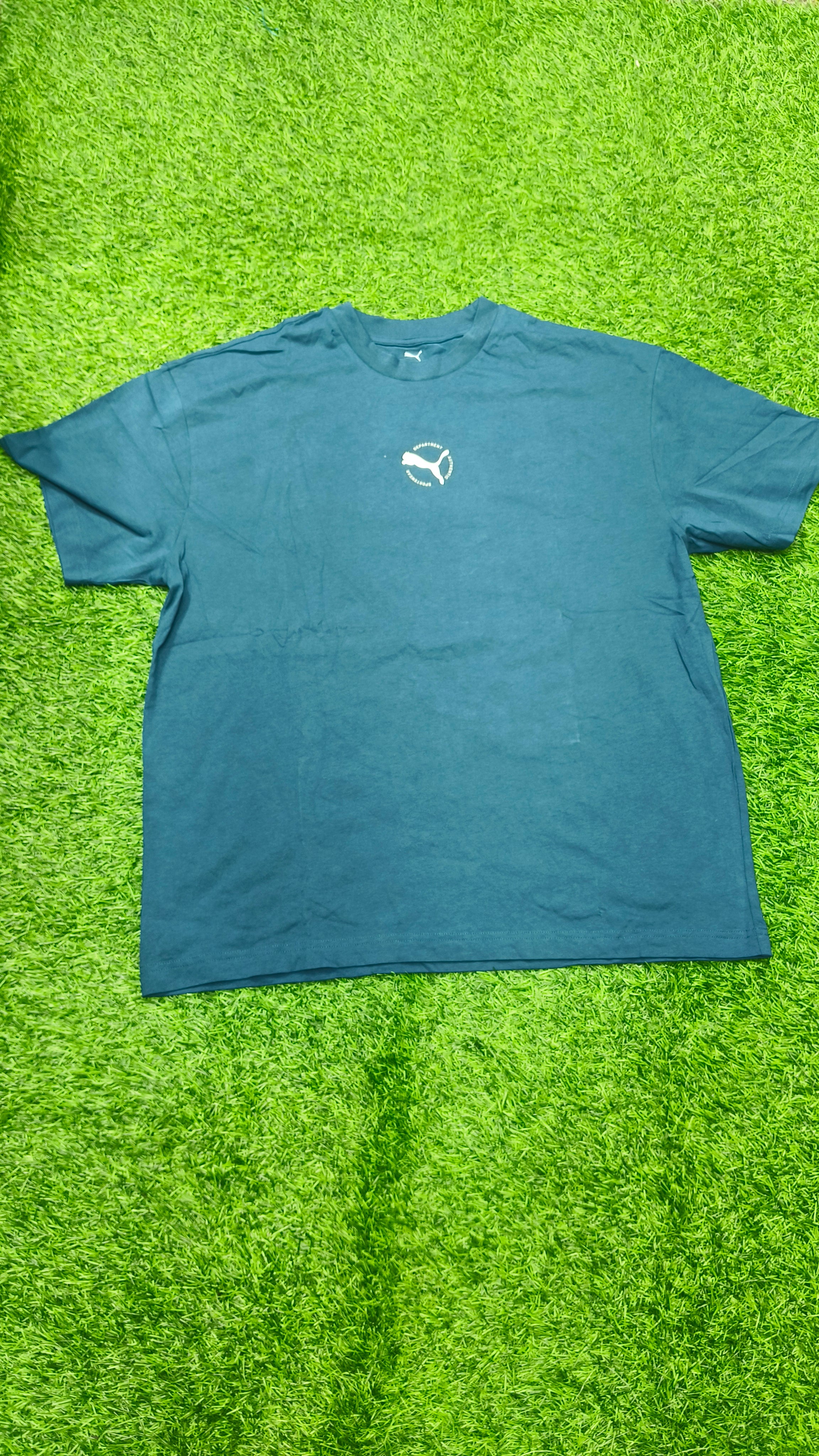 PUMA Men’s Dark Teal Green Minimal Logo Round Neck T-Shirt