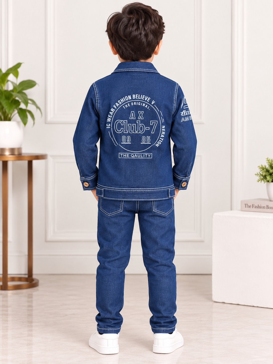 Boys Dark Blue Denim Jacket and Denim Pant Set