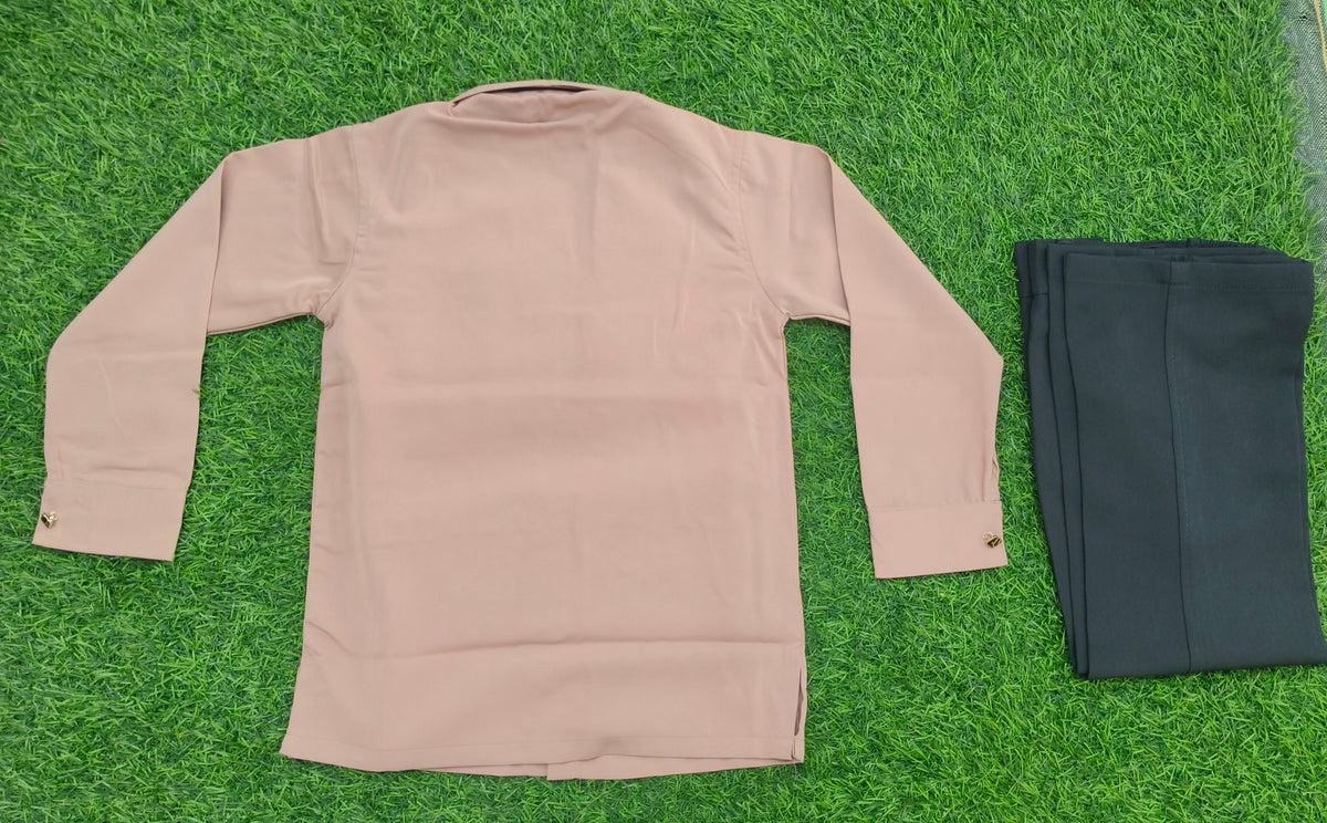 Boys Pink Full Sleeve Shirt & Black Pant Party Wear Set