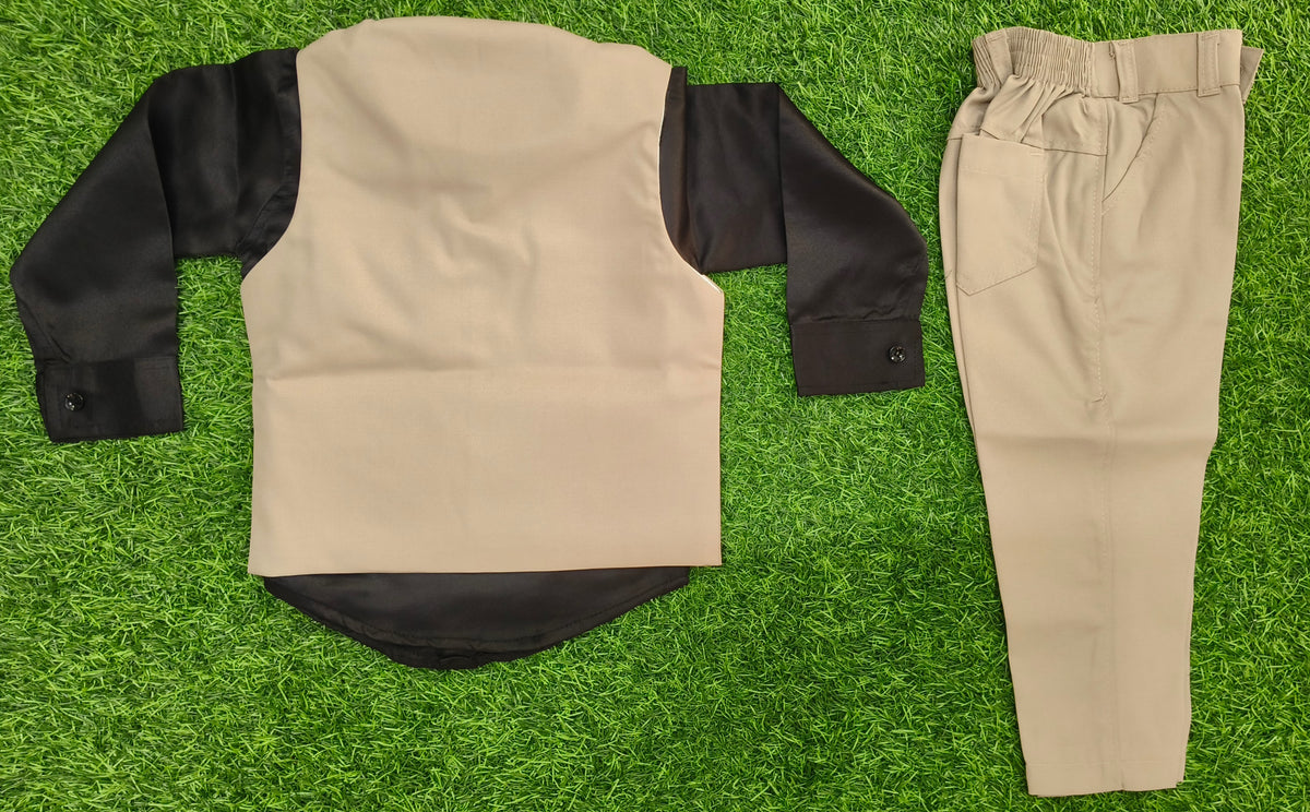 Boys Black and Khaki Brown Cargo Coat and Pant Set