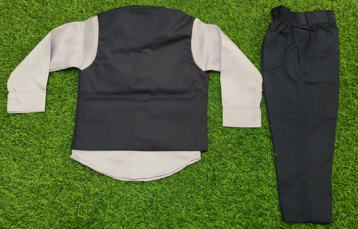 Boys Navy Blue and Grey Cargo Coat and Pant Set