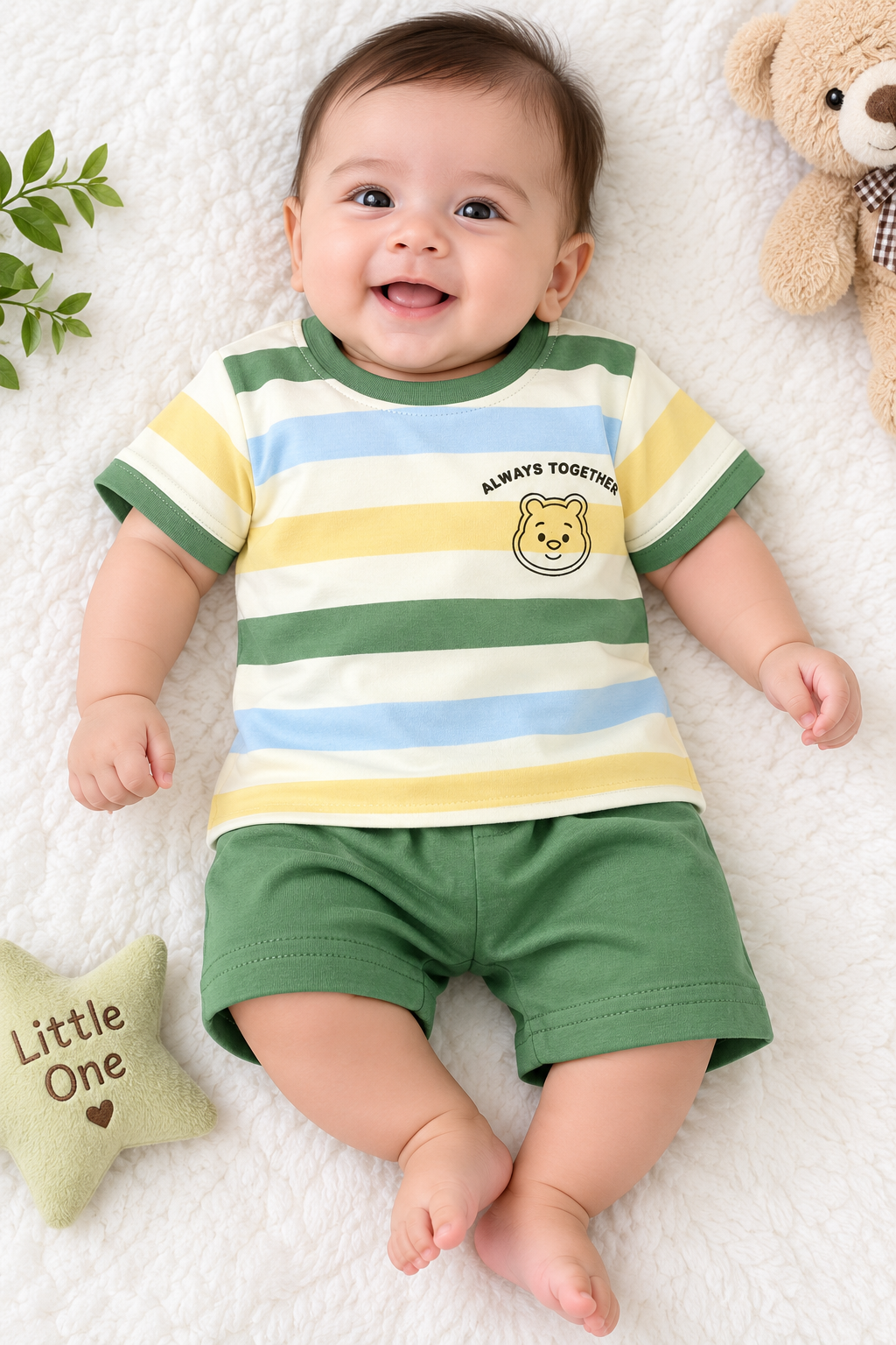Toddler Boy's Multi-Color Striped T-Shirt and Short