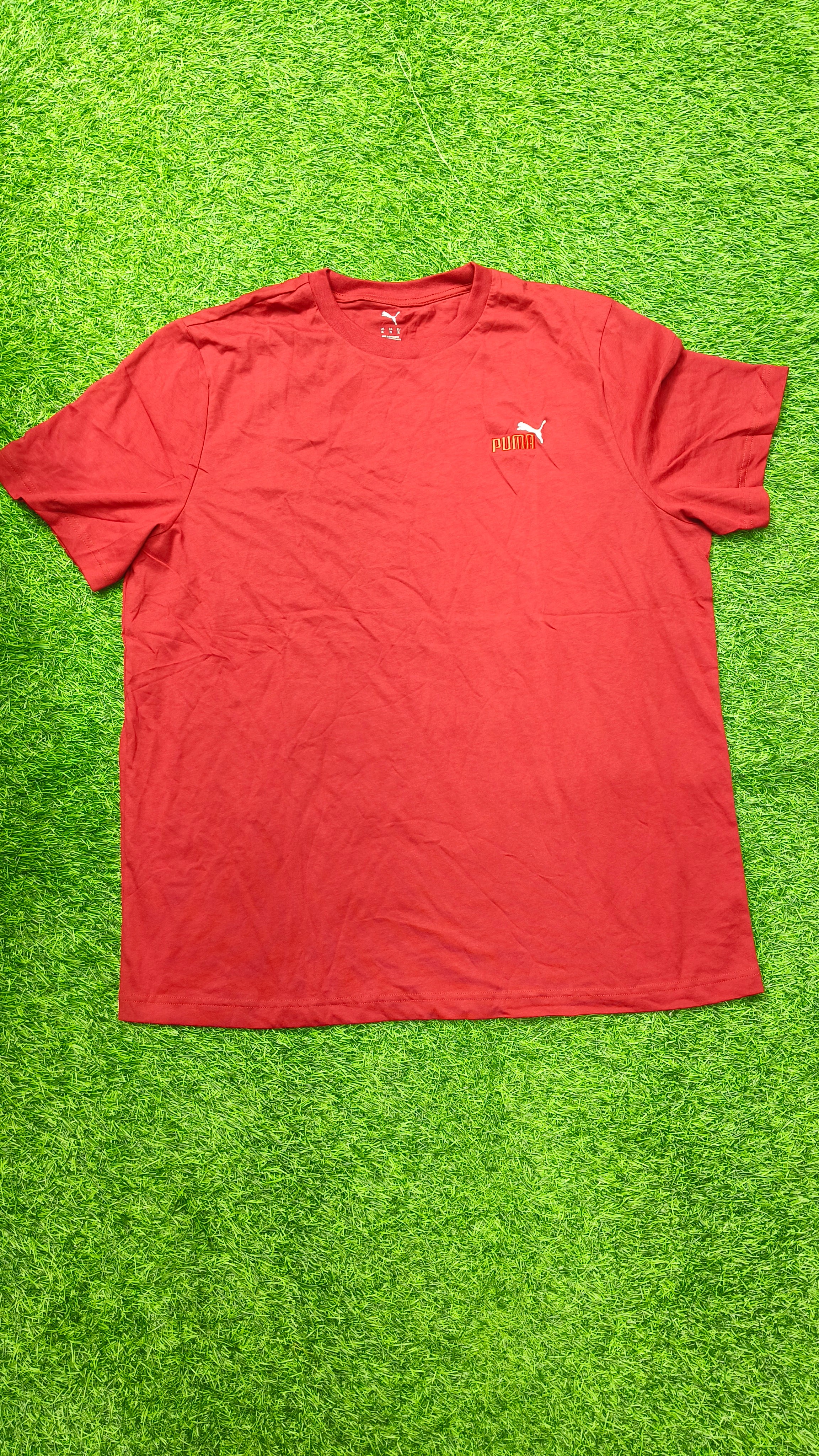 PUMA Men’s Red Embroidered Logo Round Neck T-Shirt
