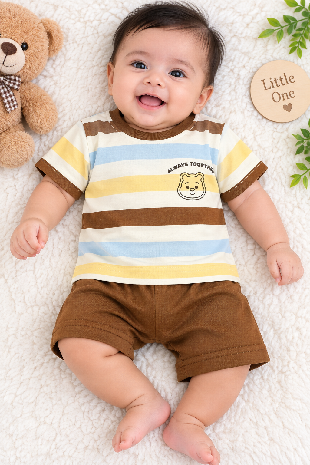 Toddler Boy's Multi-Color Striped T-Shirt and Short Set
