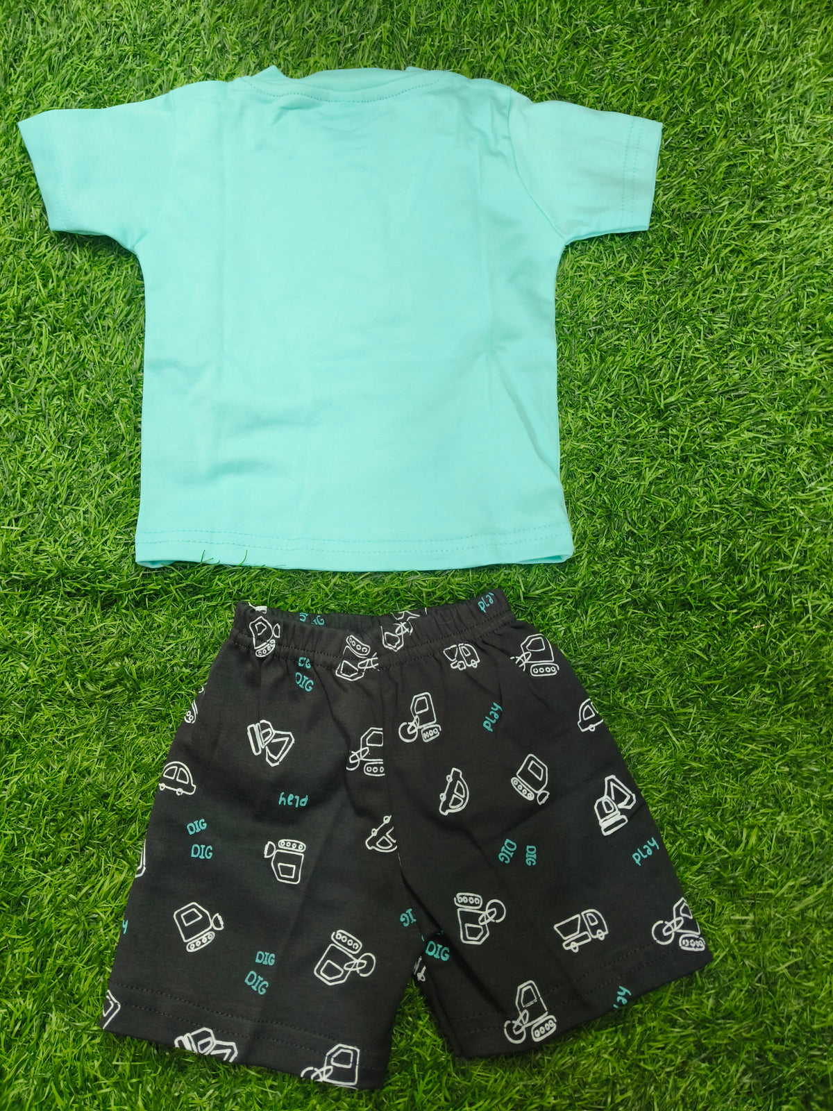 Toddler Boy's Mint Green Toddler Boy's "ACTION BOY" T-Shirt and Printed Short