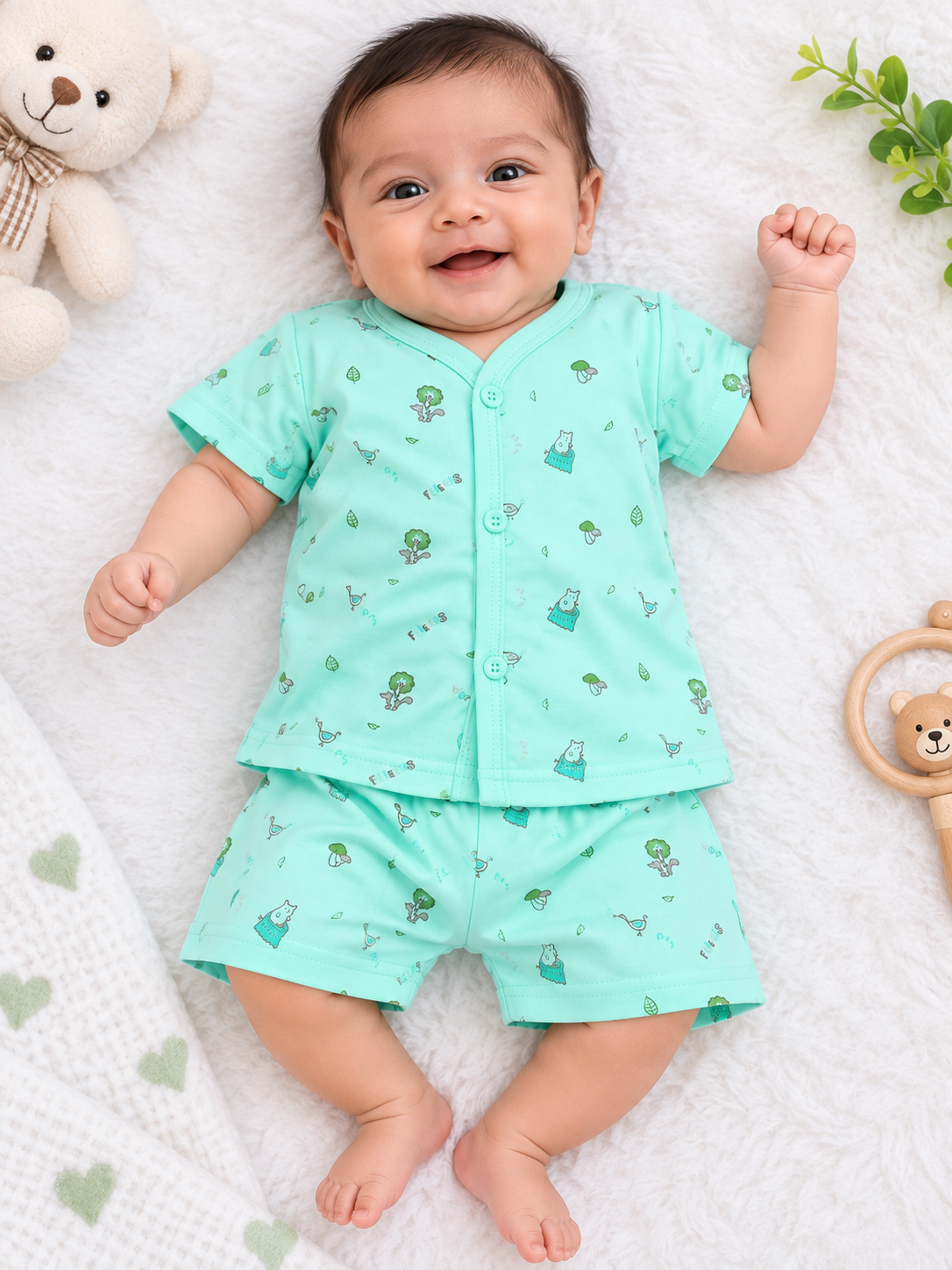 Toddler Boy's Mint Green All-Over Print T-Shirt and Short Set