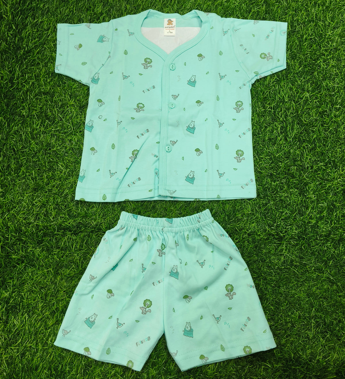 Toddler Boy's Mint Green All-Over Print T-Shirt and Short Set
