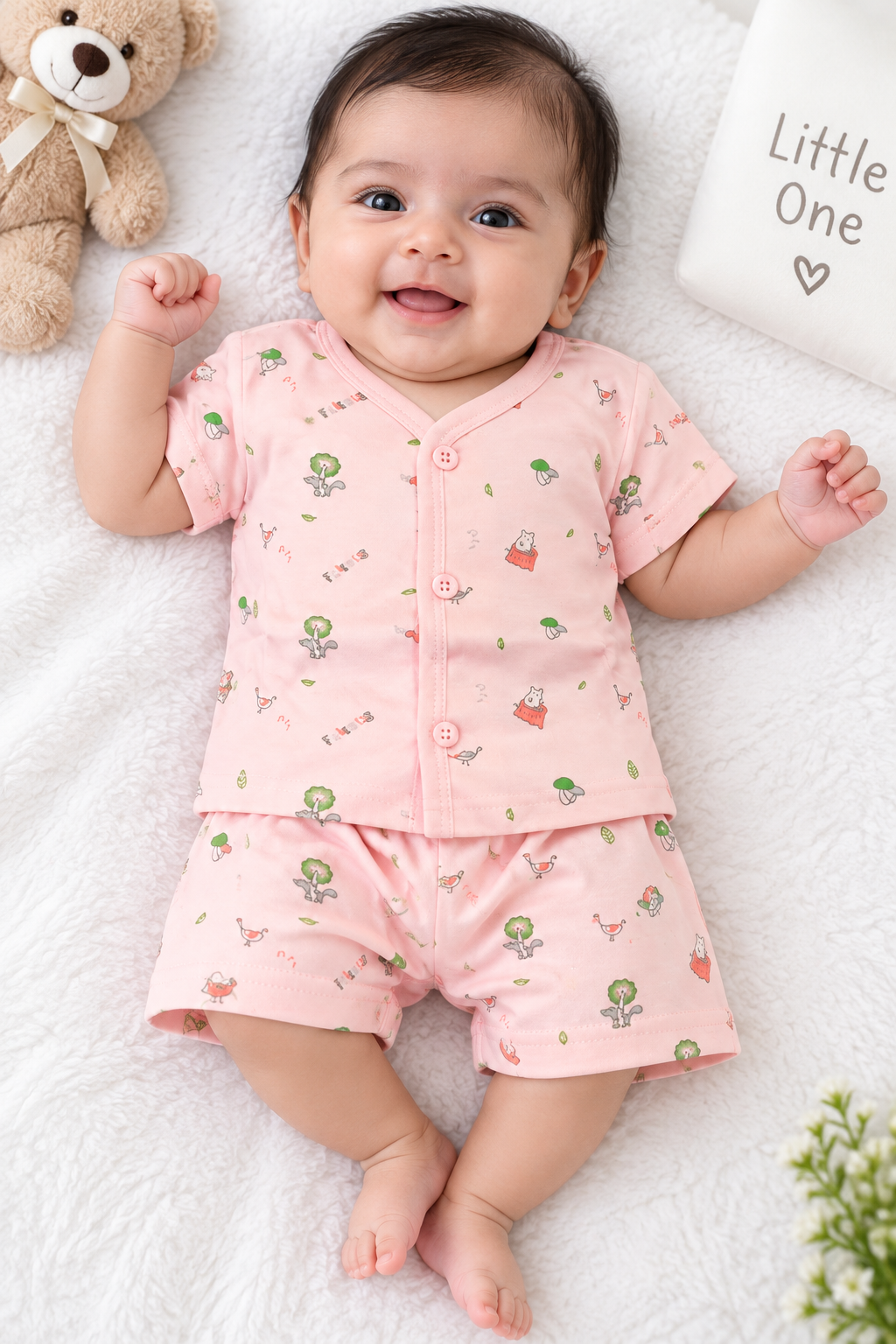 Toddler Boy's Baby Pink All-Over Print T-Shirt and Short Set
