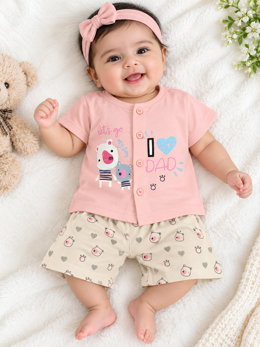 Toddler Boy's  Pink Graphic T-Shirt and Printed Short Set