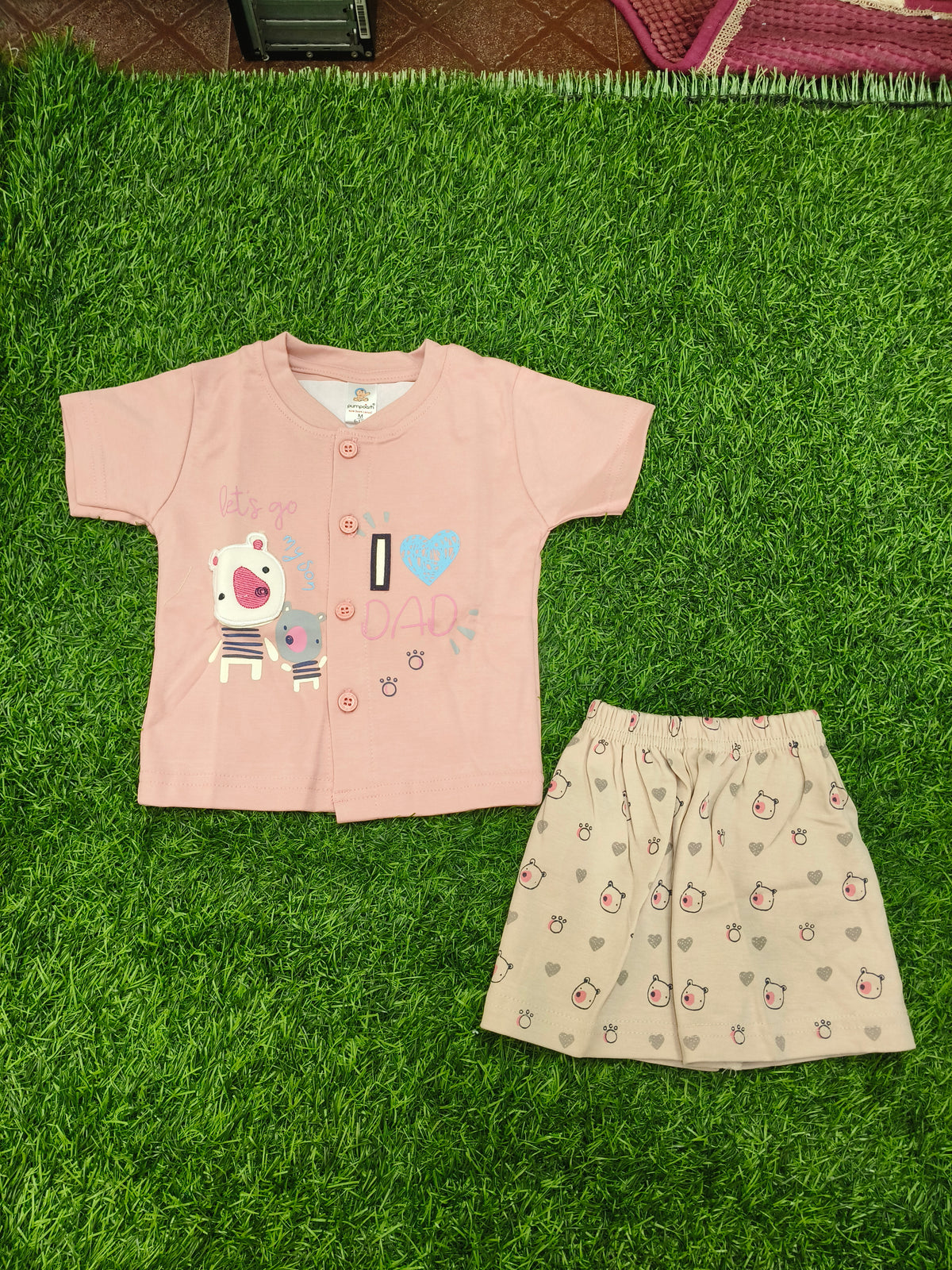 Toddler Boy's  Pink Graphic T-Shirt and Printed Short Set