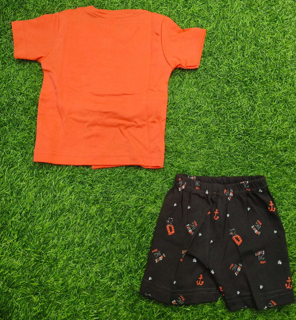 Toddler Boy's Rani Pink  "LITTLE BOAT" T-Shirt and Printed Short Set