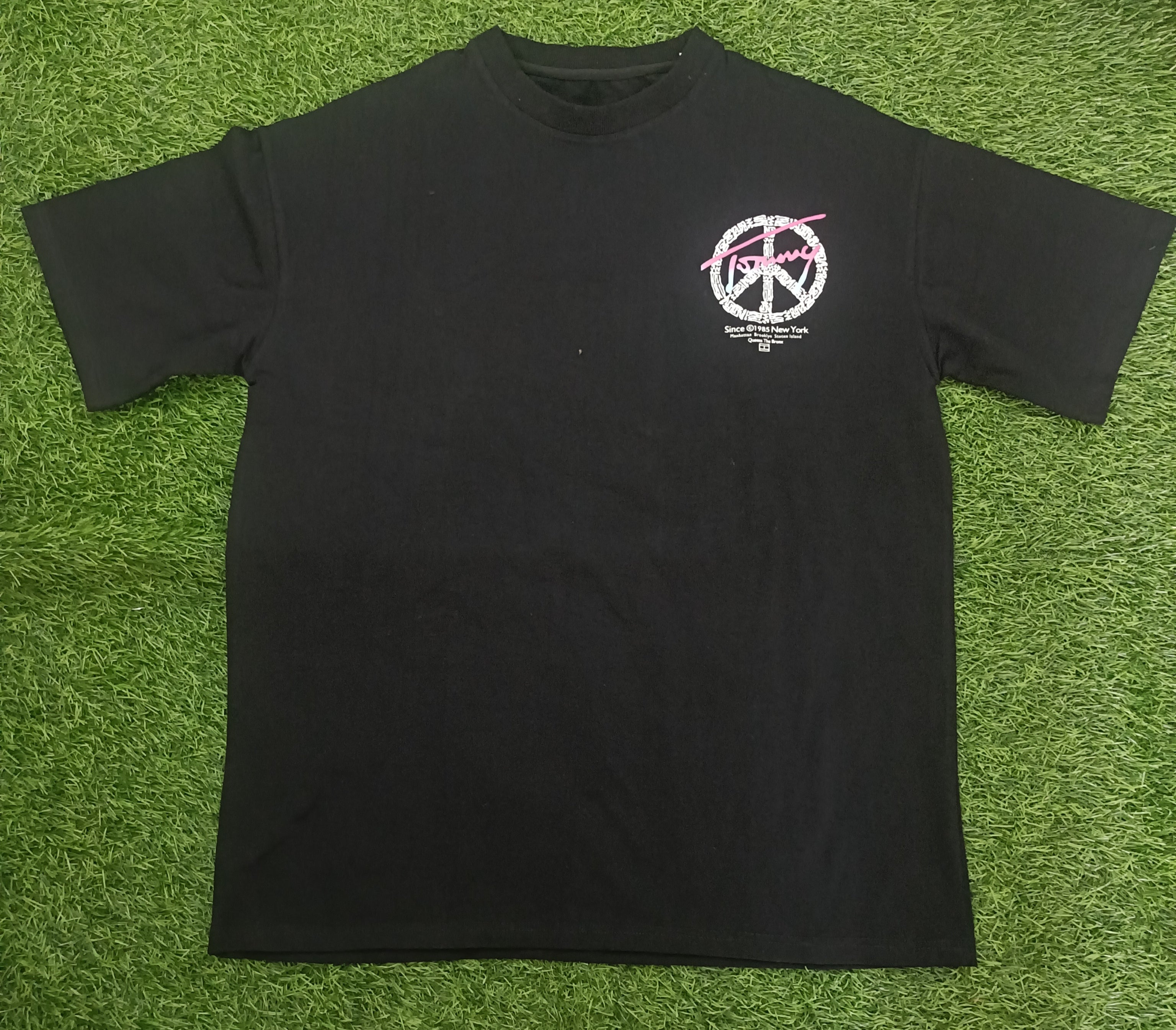 Men’s Black Front & Back Graphic Printed Round Neck T-Shirt