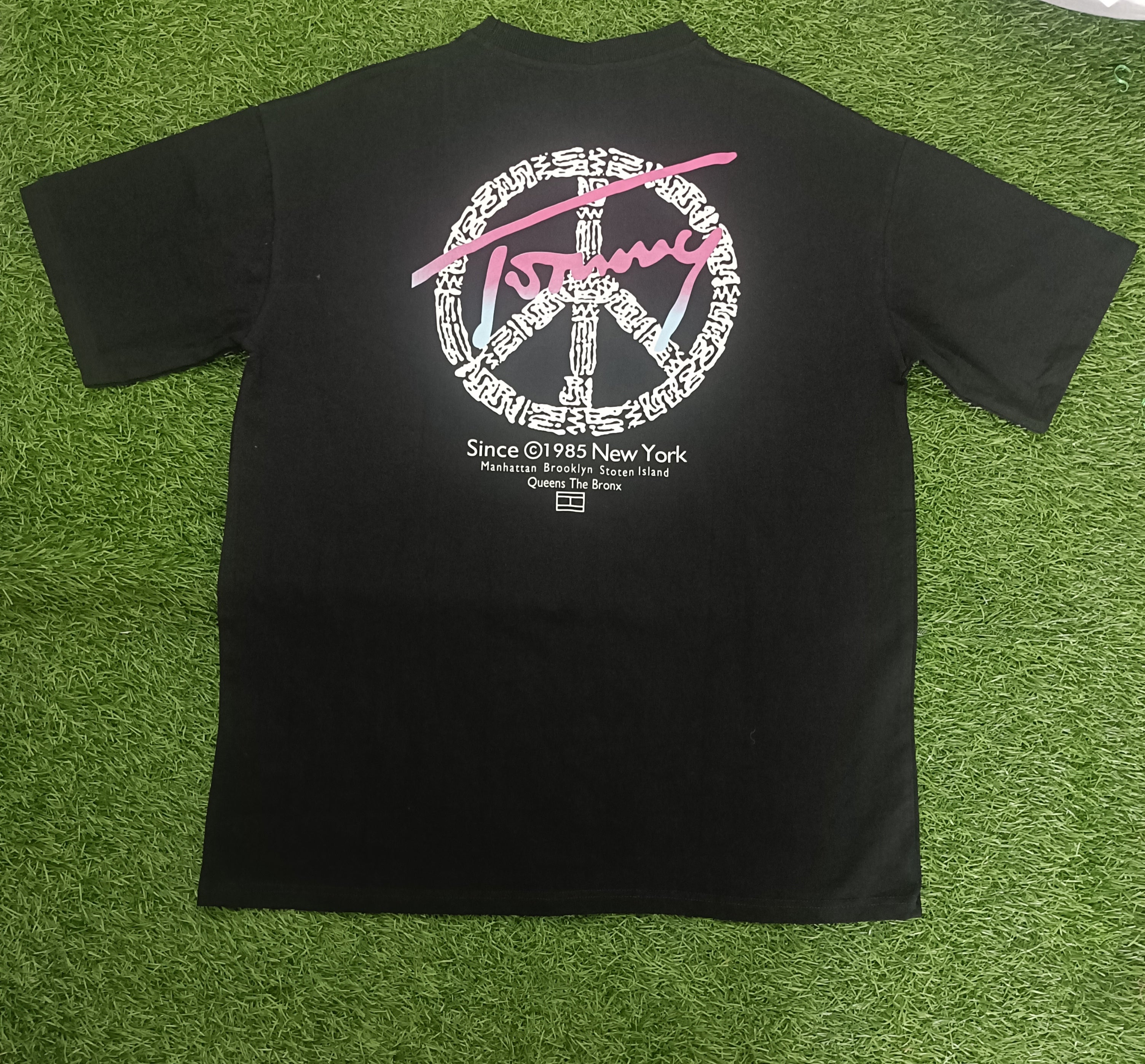 Men’s Black Front & Back Graphic Printed Round Neck T-Shirt