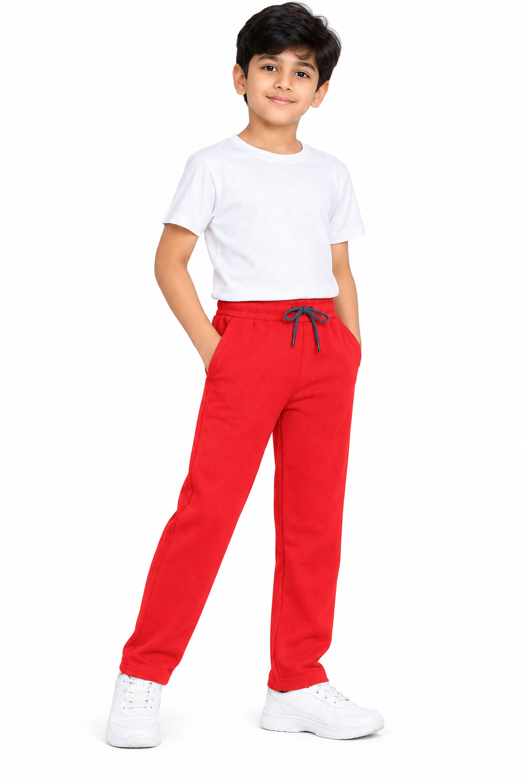 Boys Red Rib Fabric Track Pant