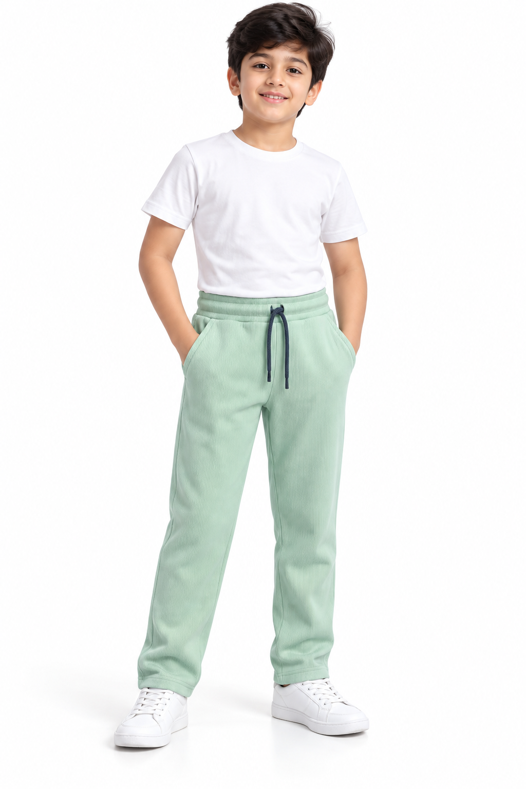 Boys Light Pista Green Rib Track Pant