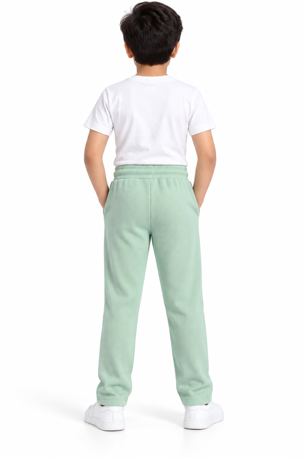 Boys Light Pista Green Rib Track Pant