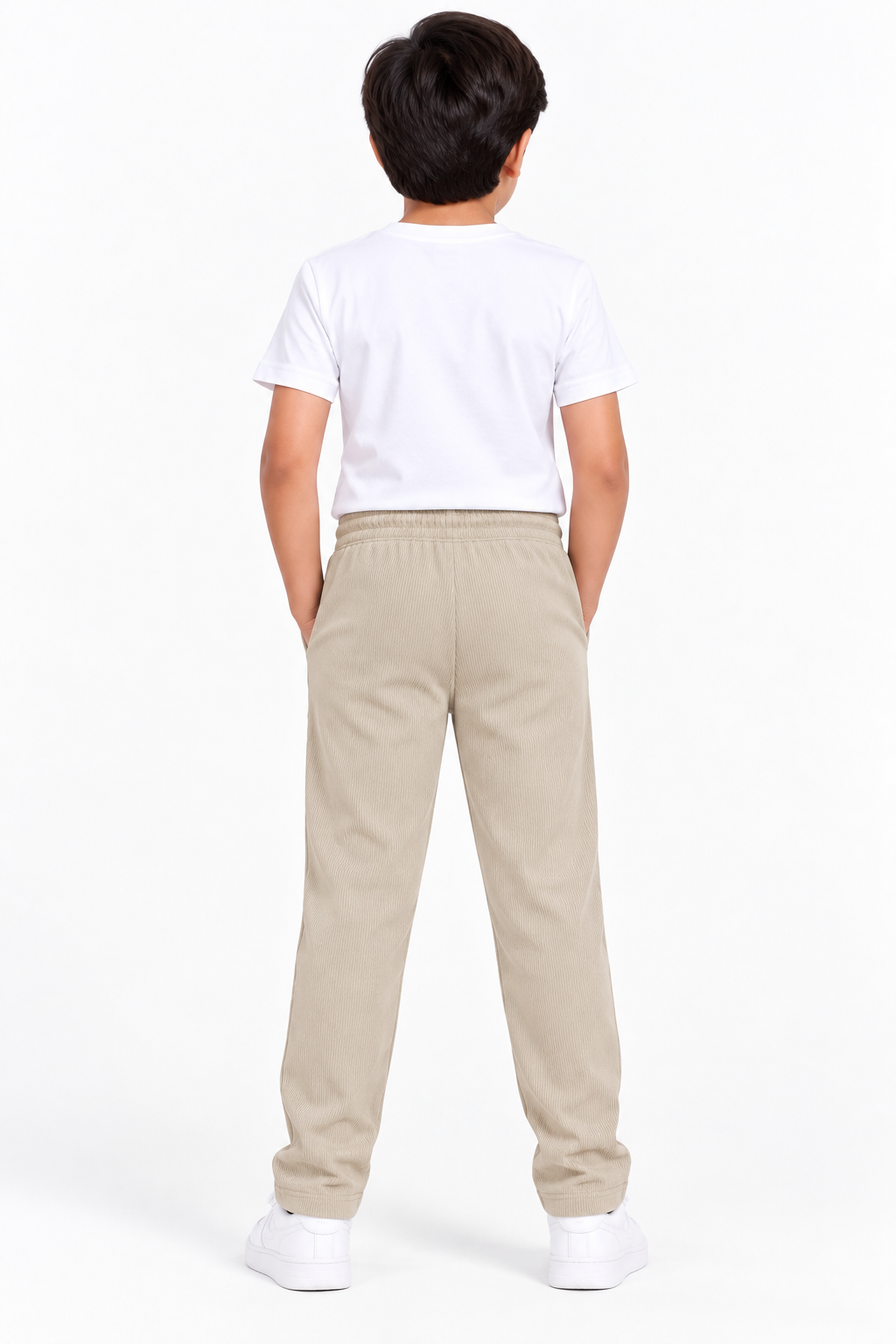 Boys Beige Rib Fabric Track Pant