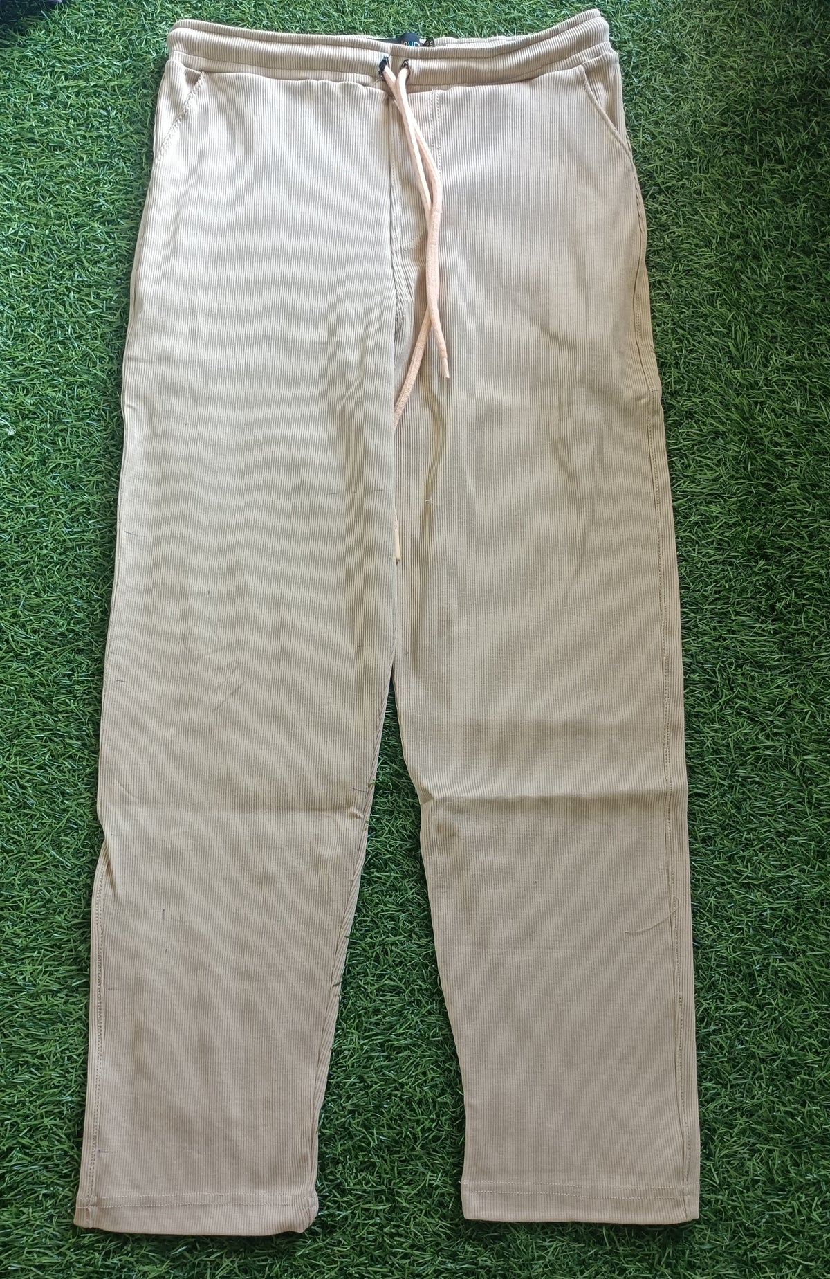Boys Beige Rib Fabric Track Pant