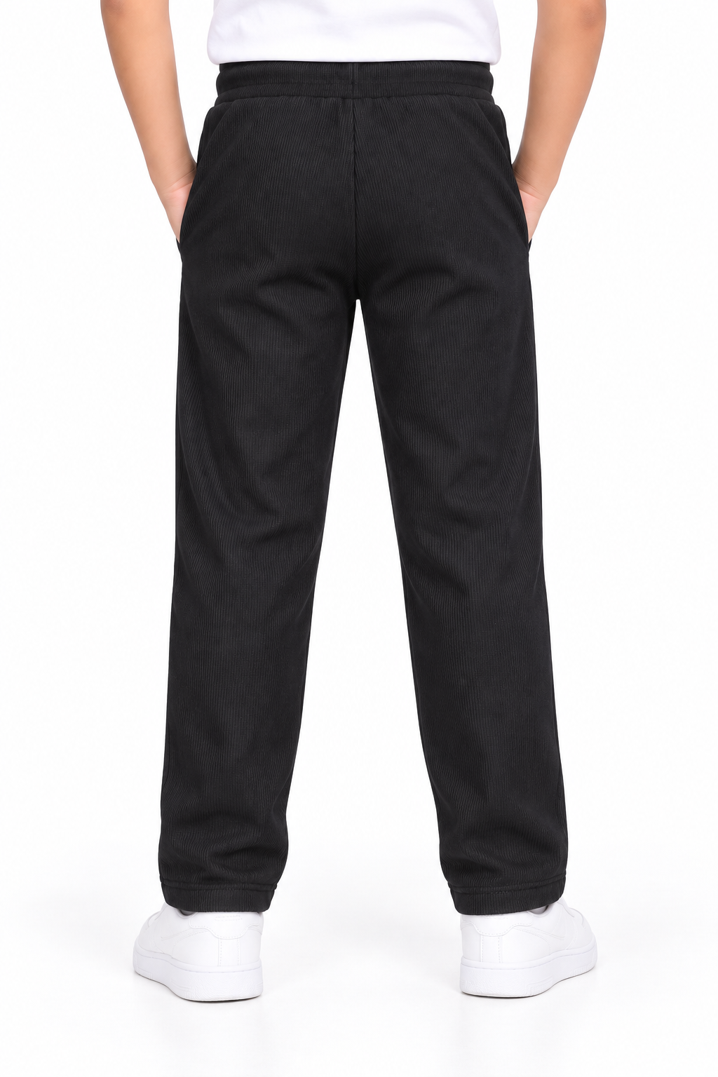Boys Black Rib Fabric Track Pant