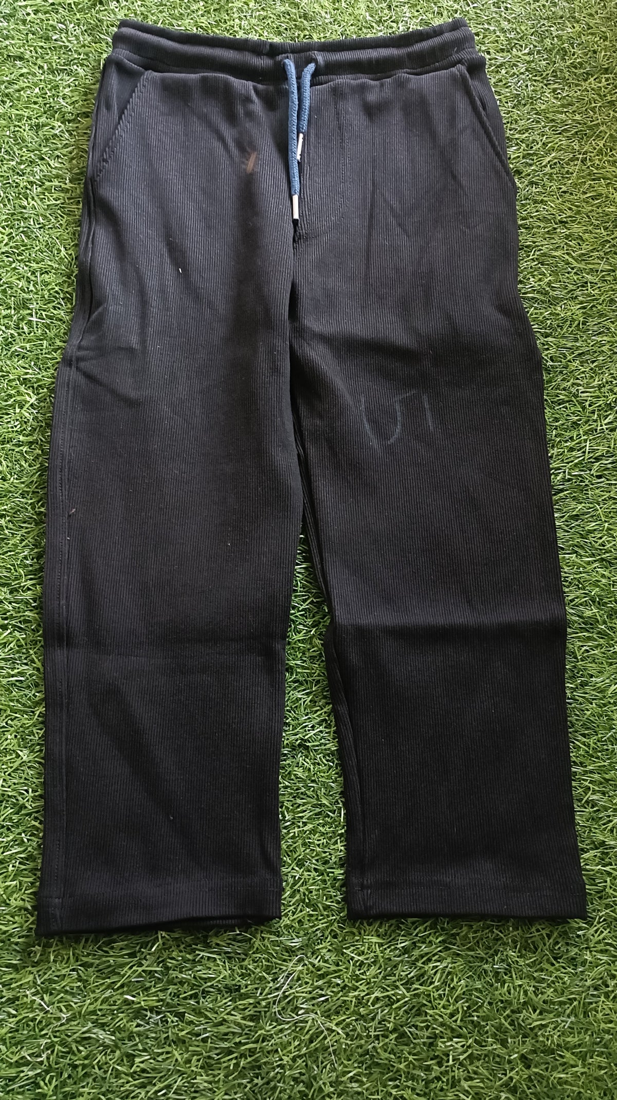 Boys Black Rib Fabric Track Pant