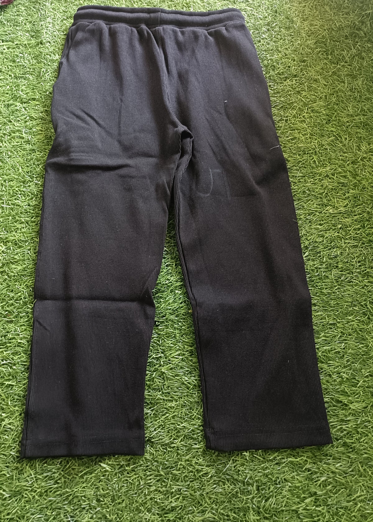 Boys Black Rib Fabric Track Pant