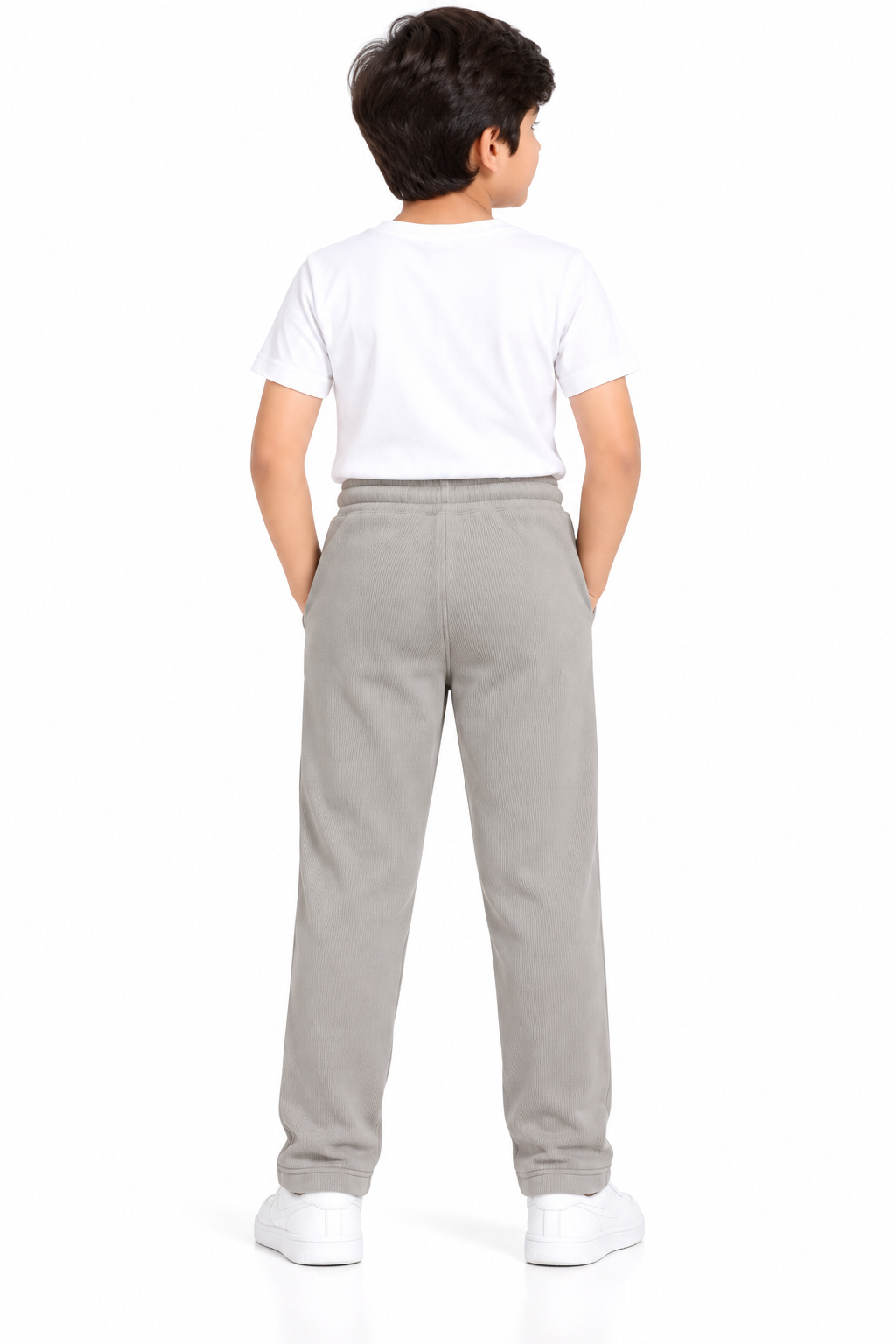 Boys Grey Rib Fabric Track Pant